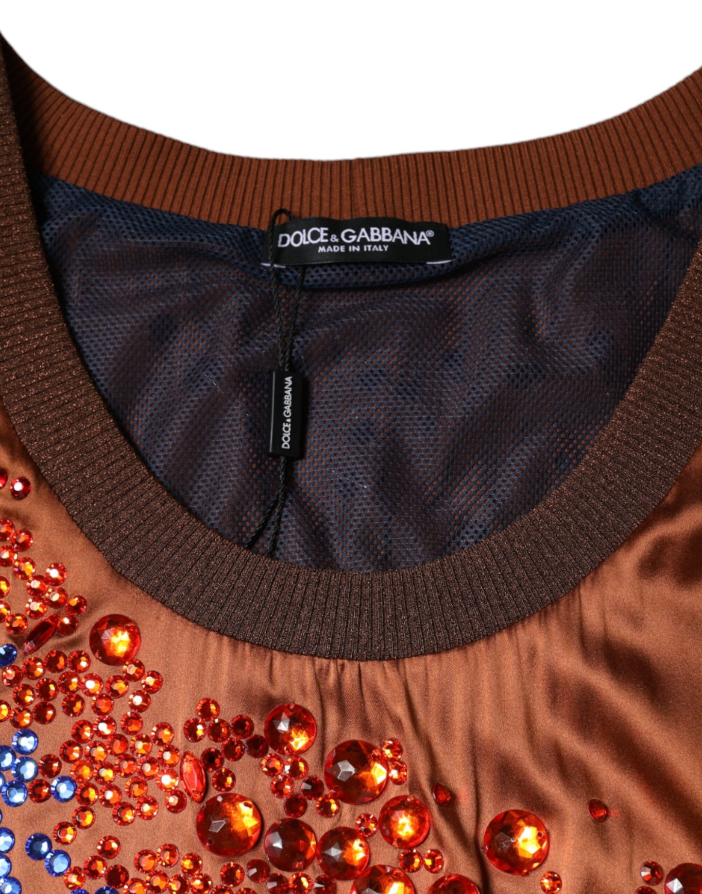 Dolce & Gabbana Brown Crystal Embellished Sleeveless Tank Top IT46 / XL