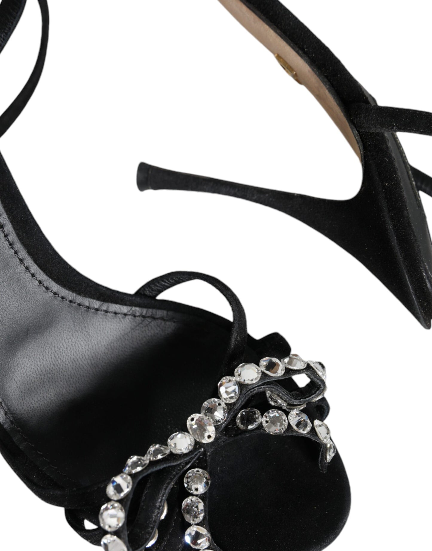 Dolce & Gabbana Black Suede Crystals KEIRA Sandals Shoes EU40.5 / US10.5