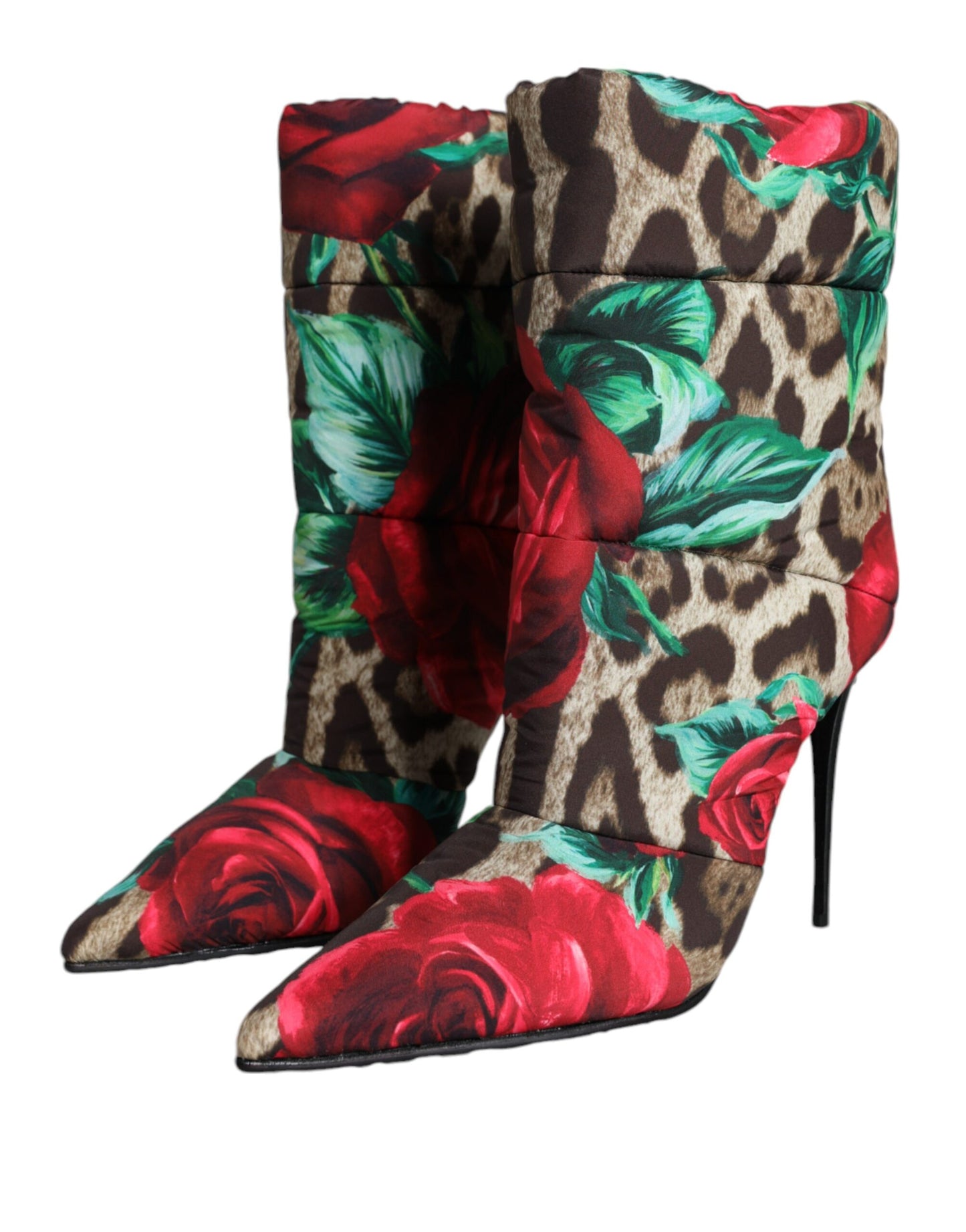 Dolce & Gabbana Multicolor Leopard Rose Mid Calf Boots Shoes EU39 / US9