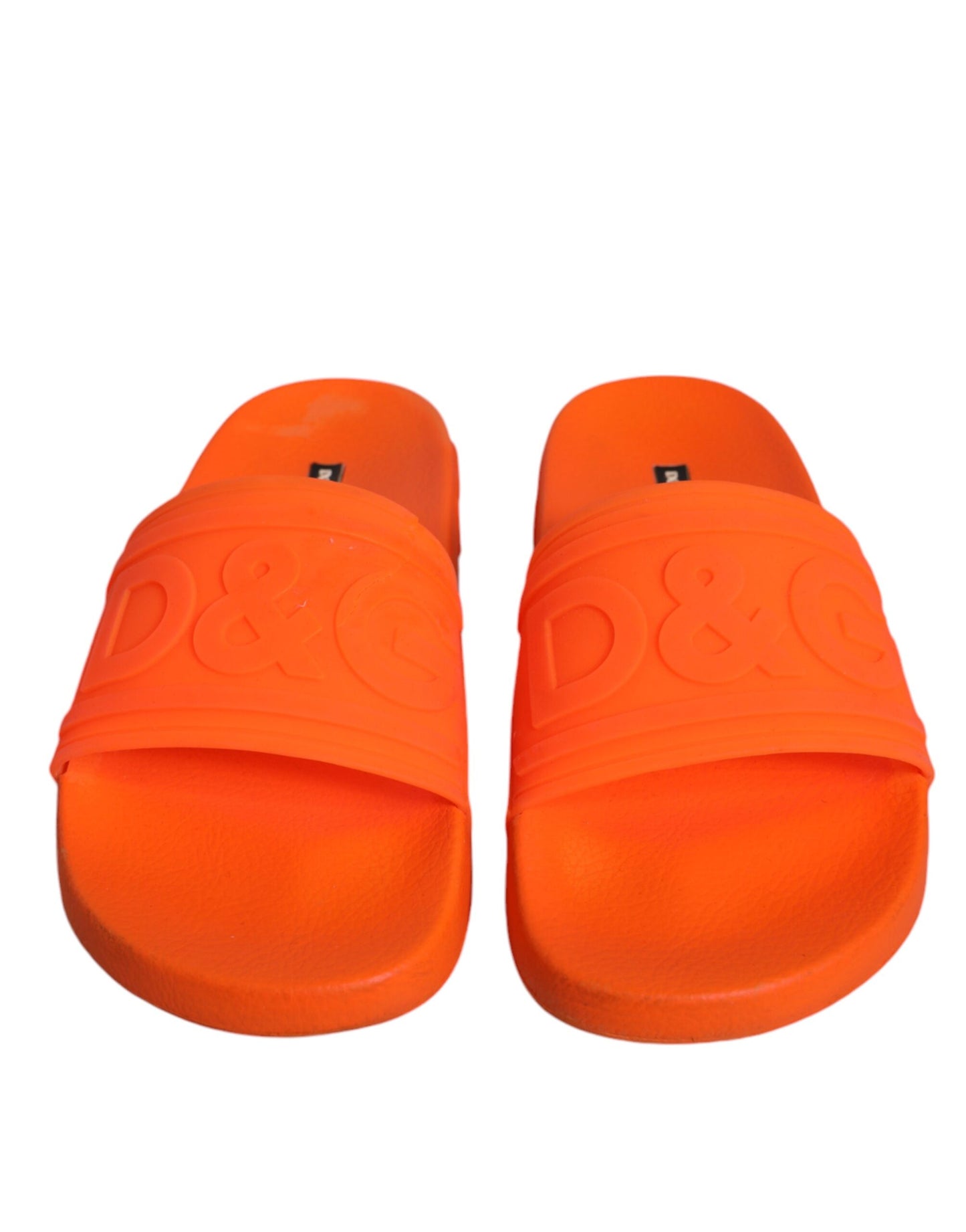 Dolce & Gabbana Orange Rubber Slides Sandals Beachwear Shoes EU38 / US8