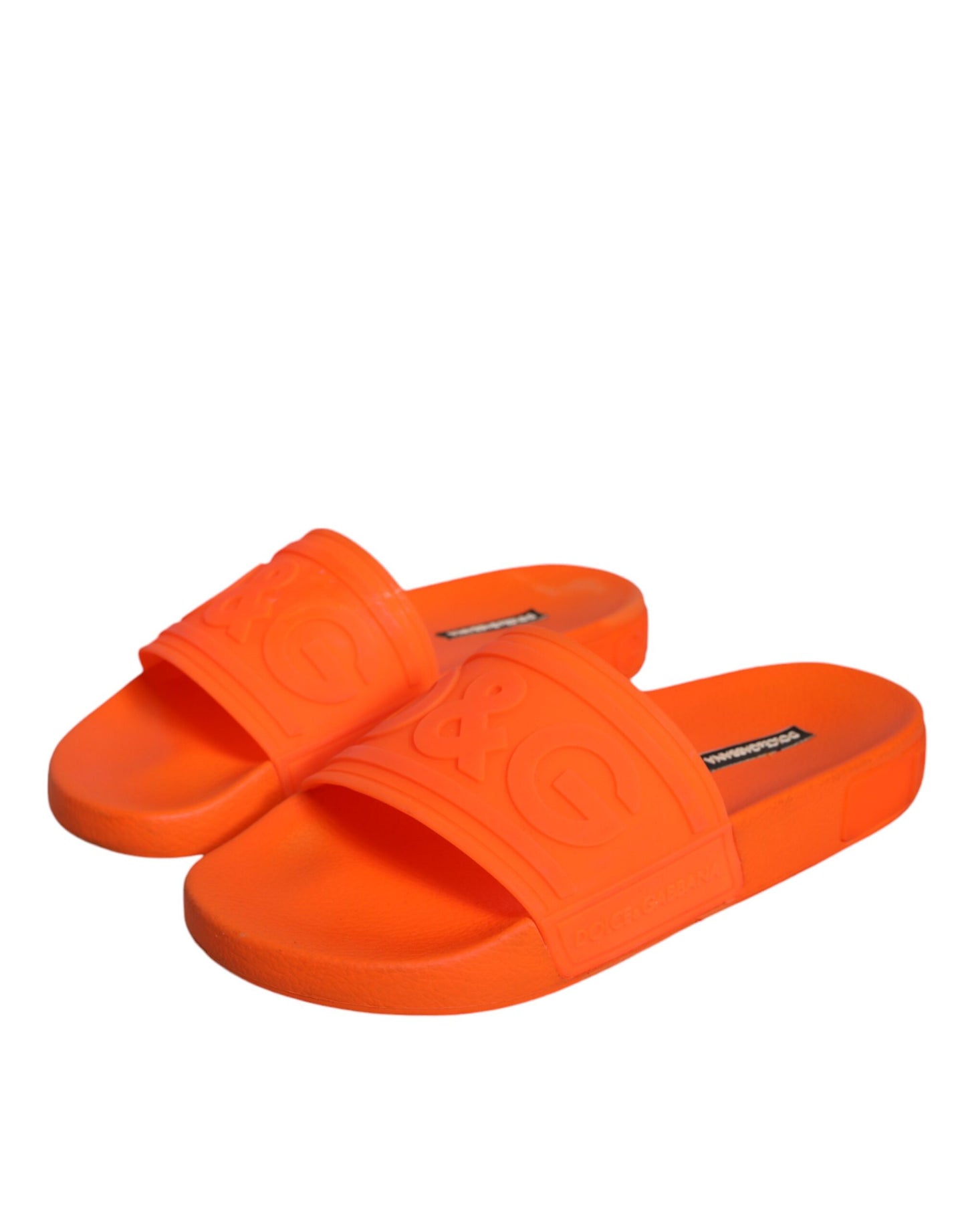 Dolce & Gabbana Orange Rubber Slides Sandals Beachwear Shoes EU38 / US8