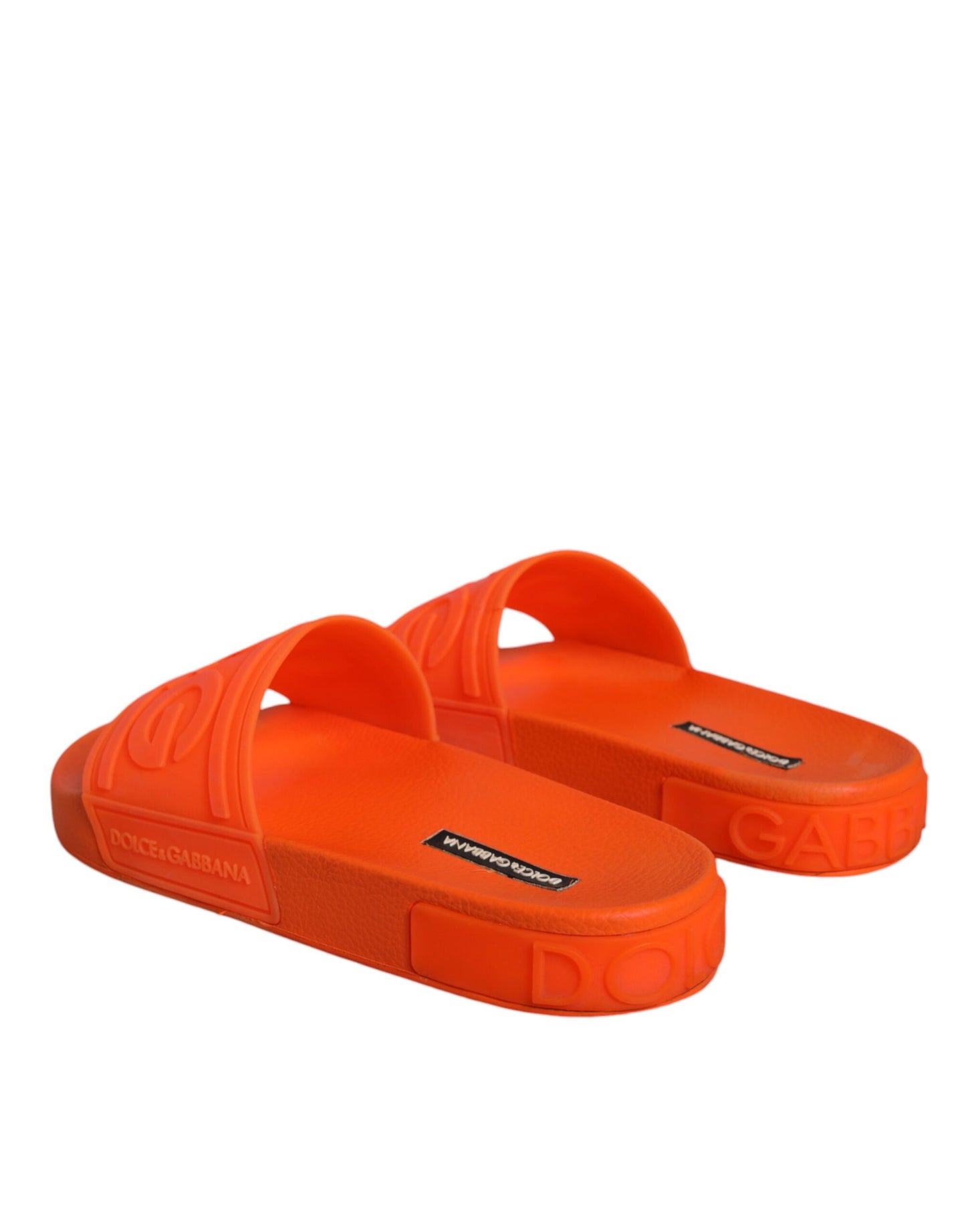 Dolce & Gabbana Orange Rubber Slides Sandals Beachwear Shoes EU38 / US8