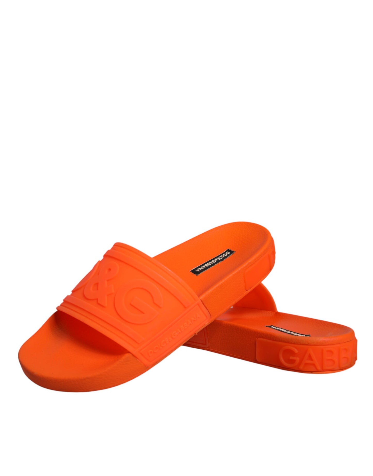 Dolce & Gabbana Orange Rubber Slides Sandals Beachwear Shoes EU38 / US8