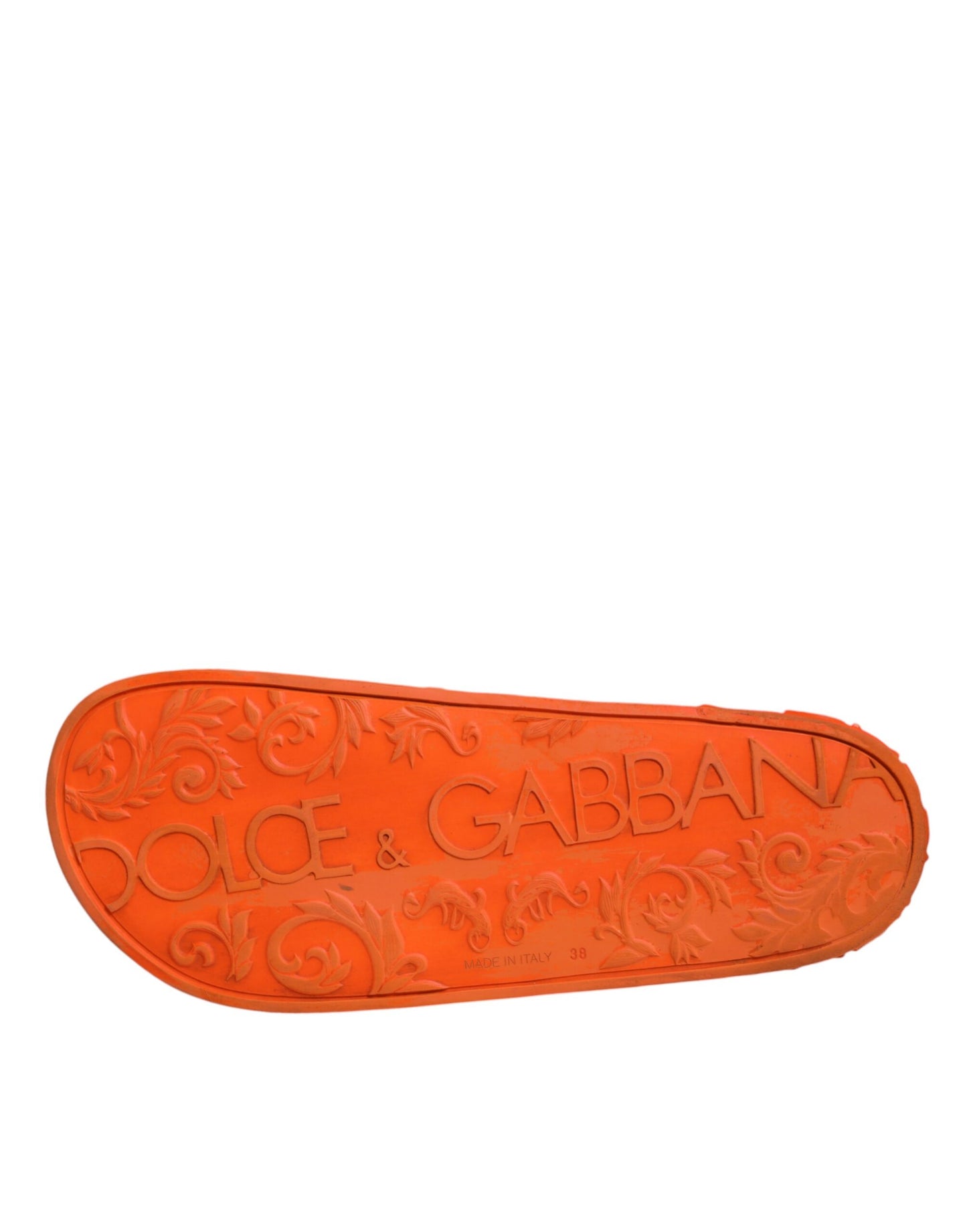 Dolce & Gabbana Orange Rubber Slides Sandals Beachwear Shoes EU38 / US8