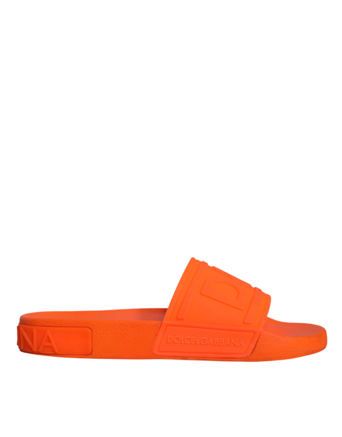 Dolce & Gabbana Orange Rubber Slides Sandals Beachwear Shoes EU38 / US8