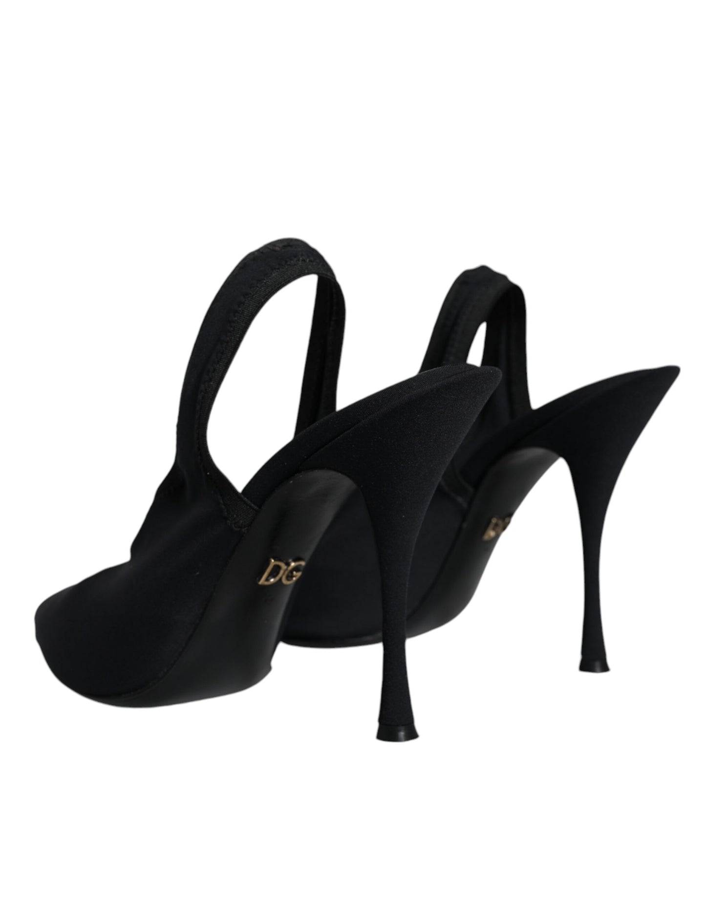 Dolce & Gabbana Black Jersey Stretch Heels Slingback Shoes EU39 / US9