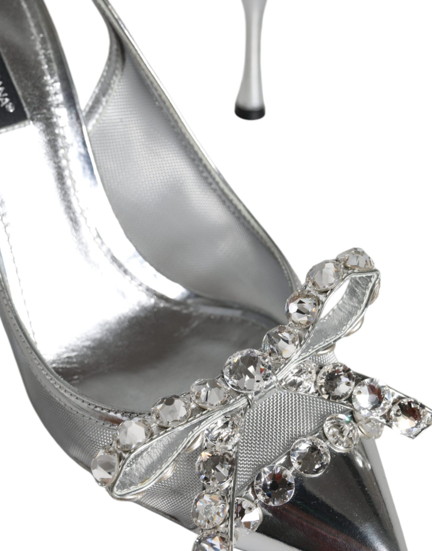 Dolce & Gabbana Silver Mesh Crystal Embellished Slingback Shoes EU38 / US8