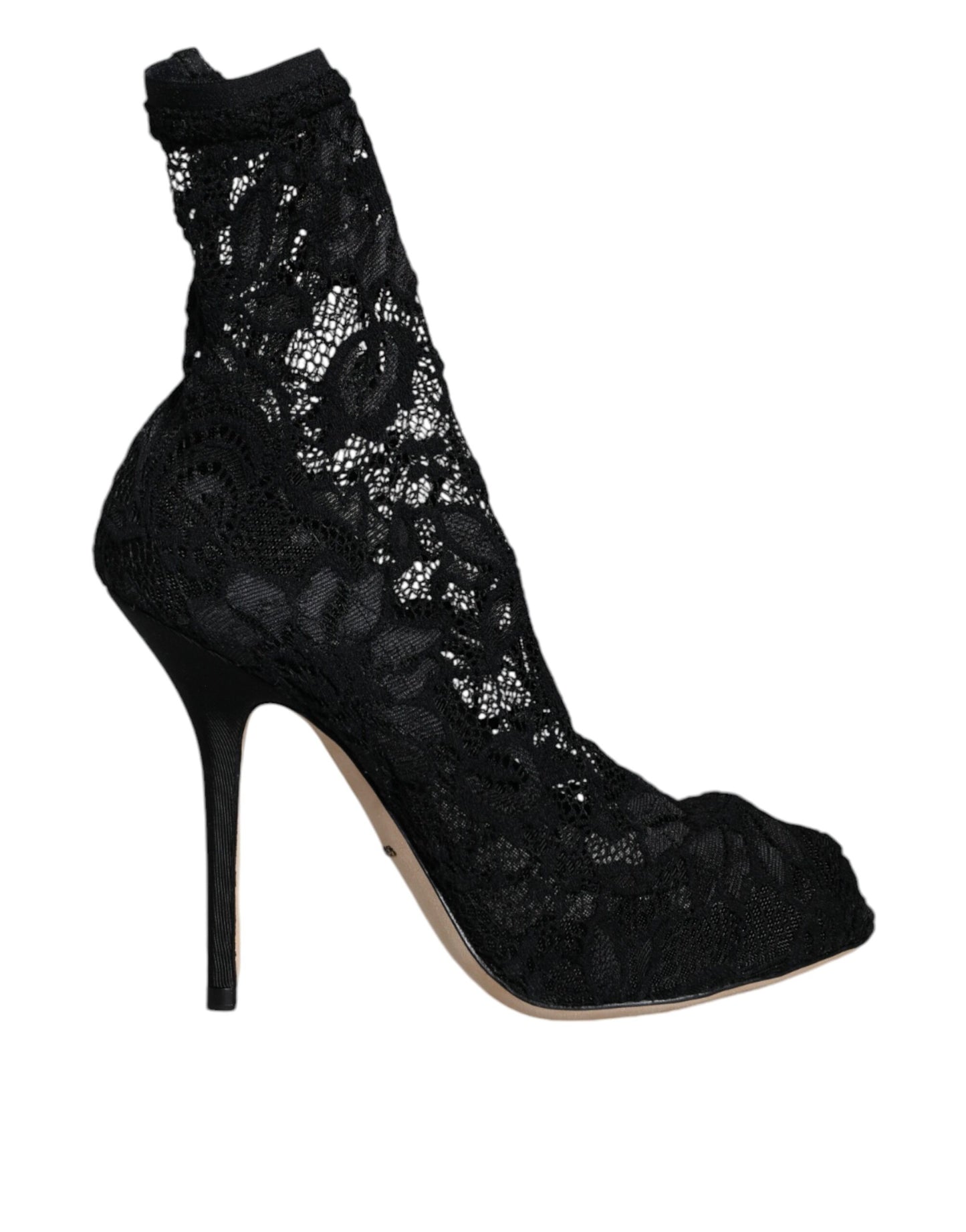 Dolce & Gabbana Black Lace Stretch Heels Mid Calf Boot Shoes EU36 / US6