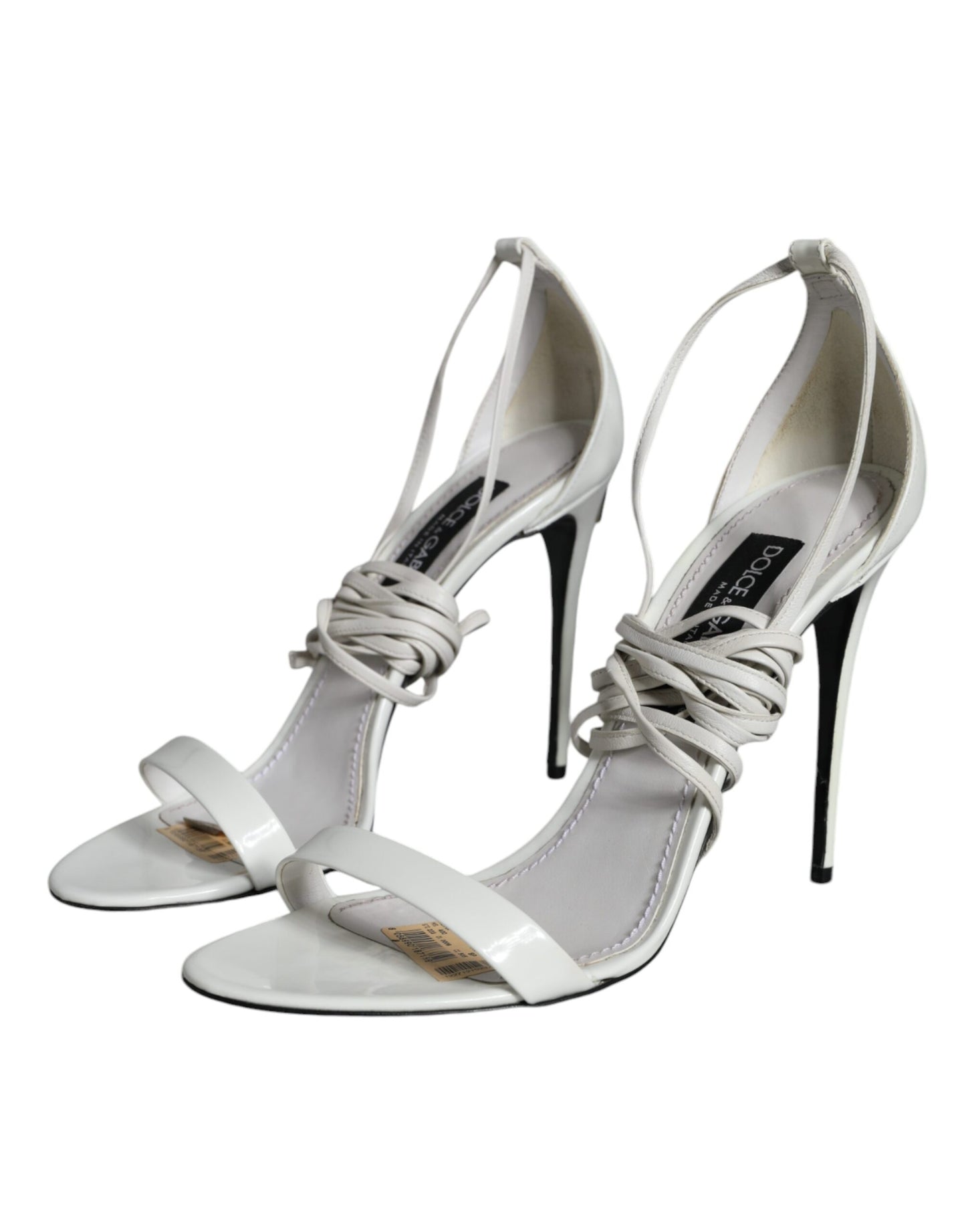 Dolce & Gabbana White Leather High Heels Sandals Shoes EU40 / US10