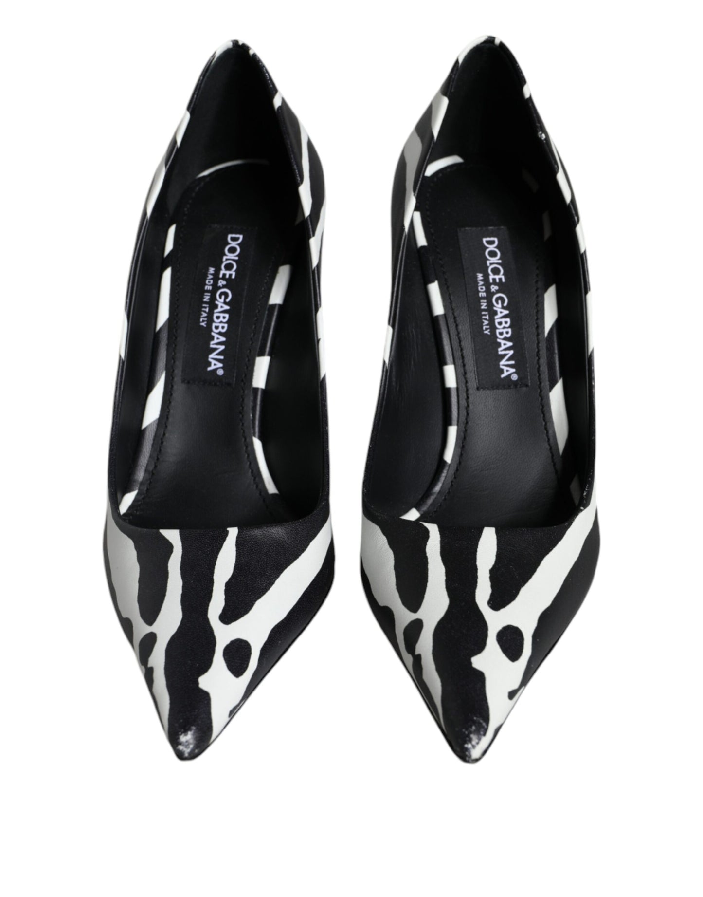 Dolce & Gabbana White Black Zebra Leather Heels Pumps Shoes EU39 / US9