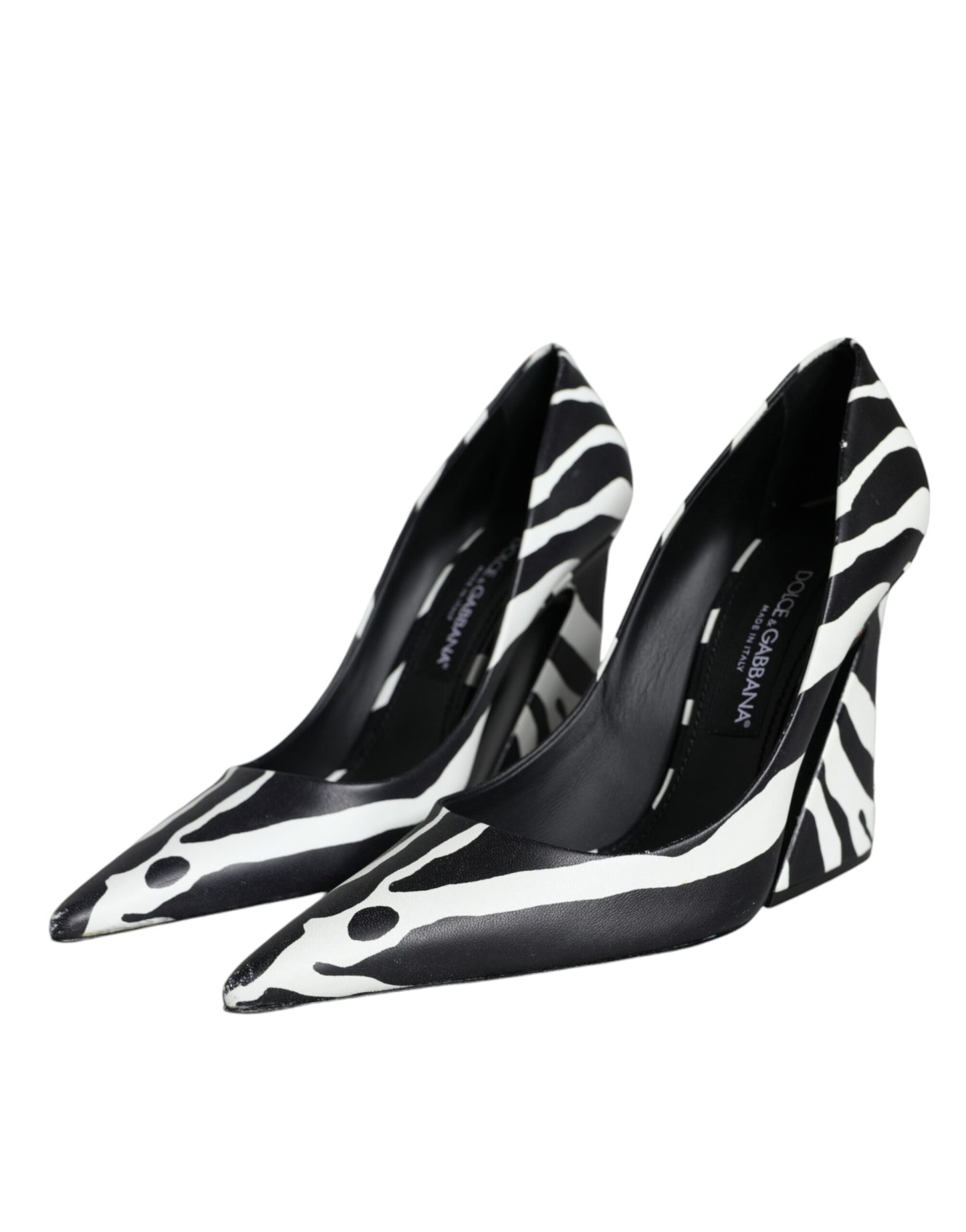 Dolce & Gabbana White Black Zebra Leather Heels Pumps Shoes EU39 / US9