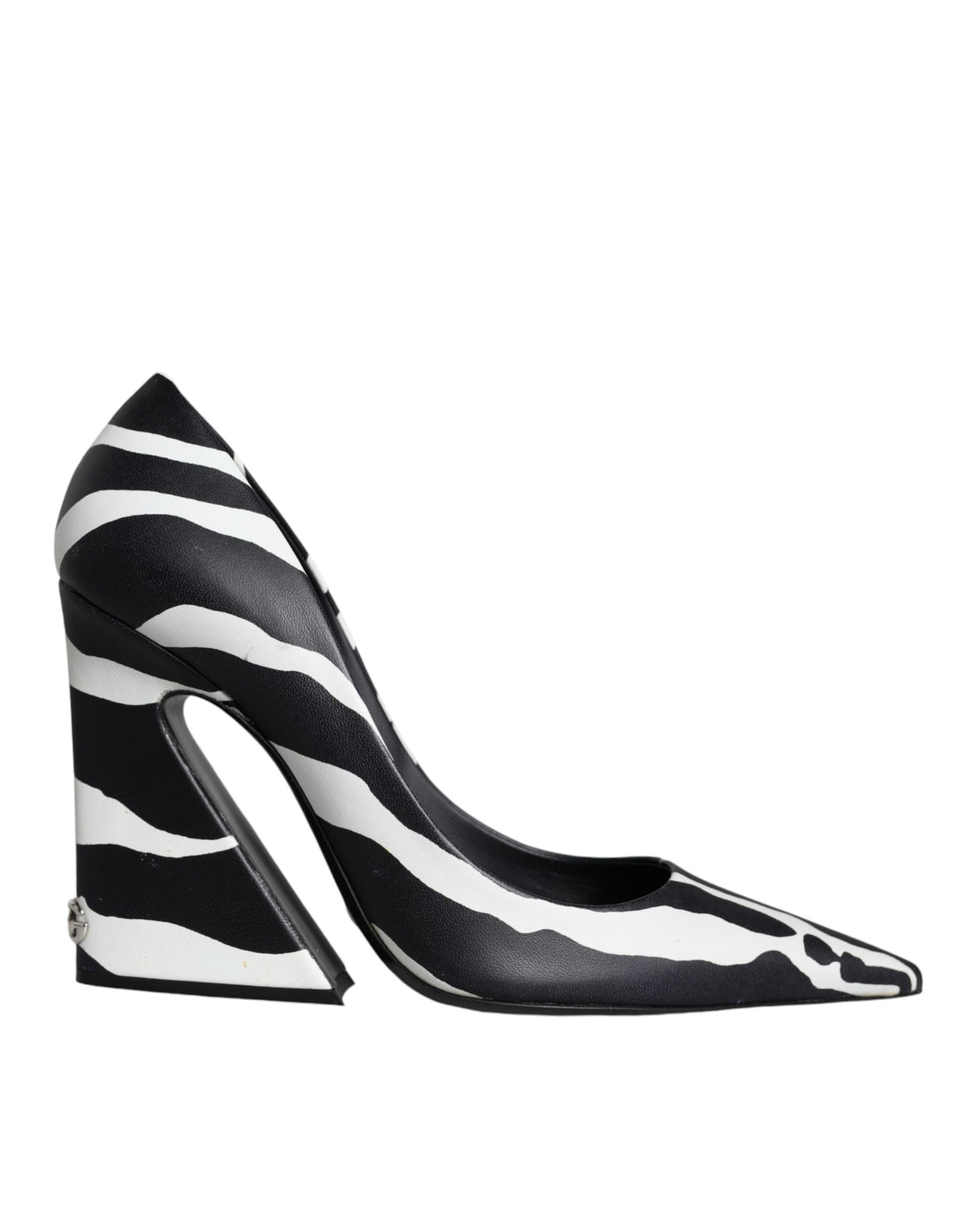 Dolce & Gabbana White Black Zebra Leather Heels Pumps Shoes EU39 / US9