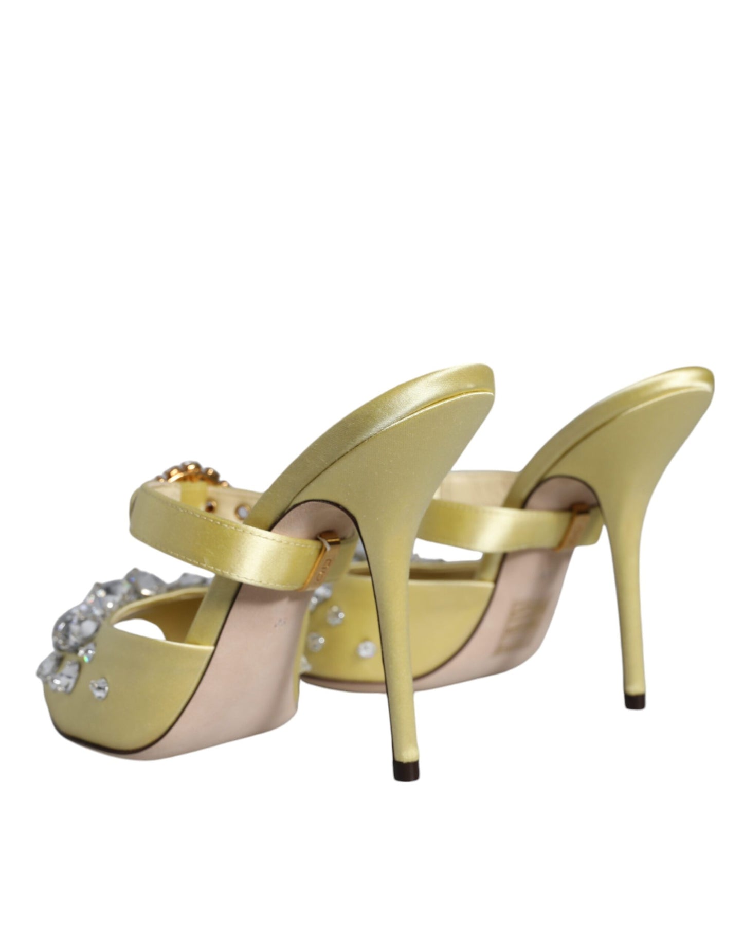 Dolce & Gabbana Yellow Mary Janes Satin Crystal Sandals Shoes EU35 / US5