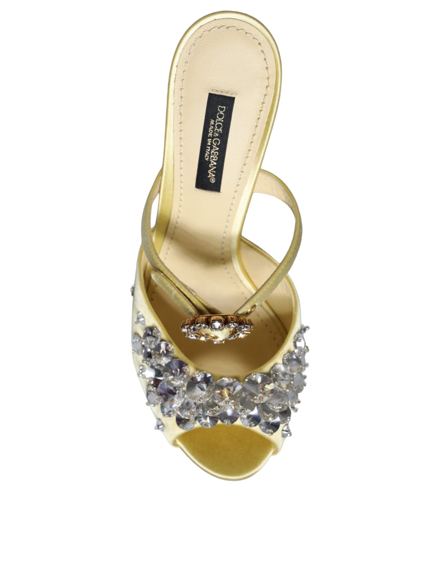 Dolce & Gabbana Yellow Mary Janes Satin Crystal Sandals Shoes EU35 / US5