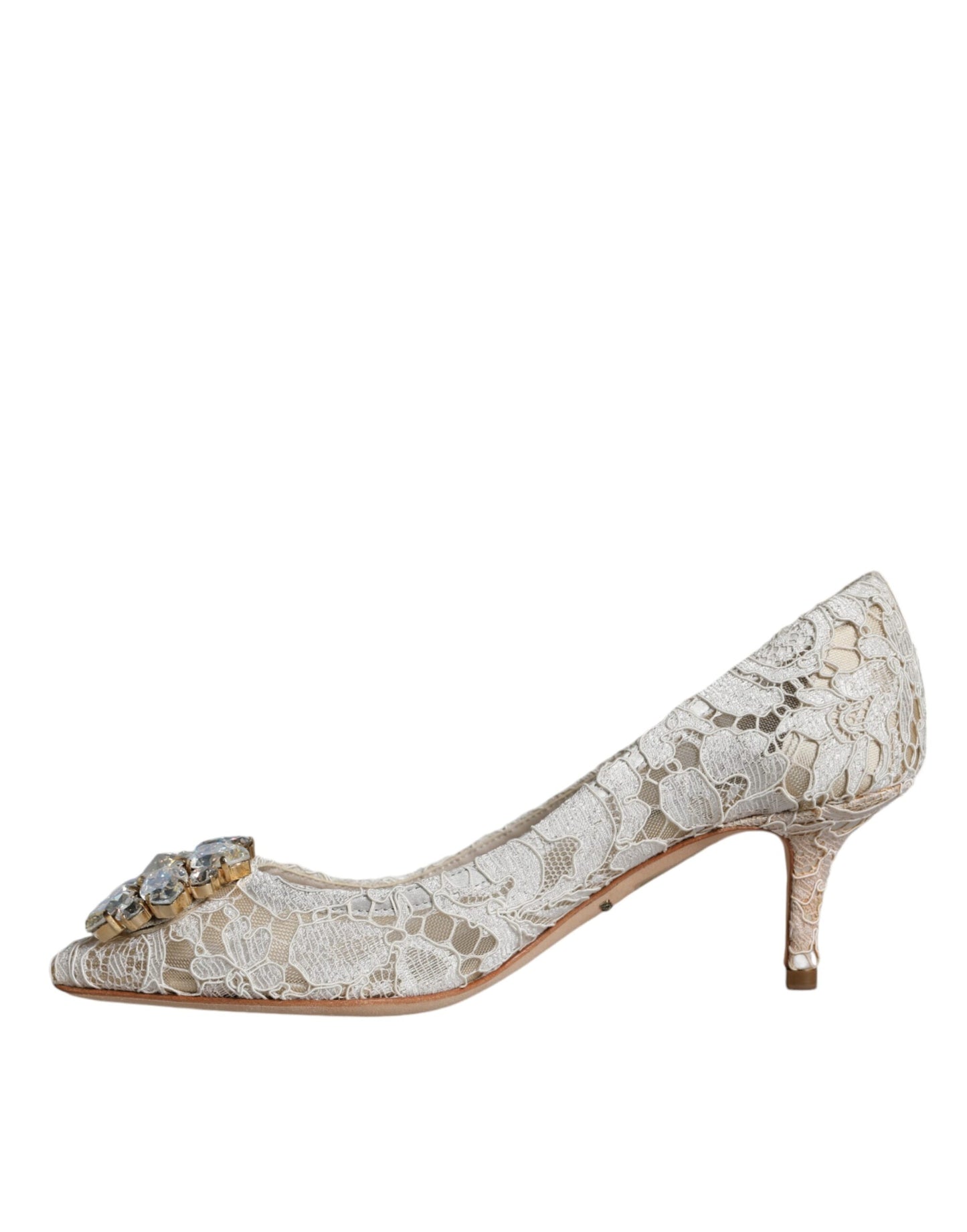 Dolce & Gabbana White Taormina Lace Crystal Heel Pumps Shoes EU35.5 / US5.5