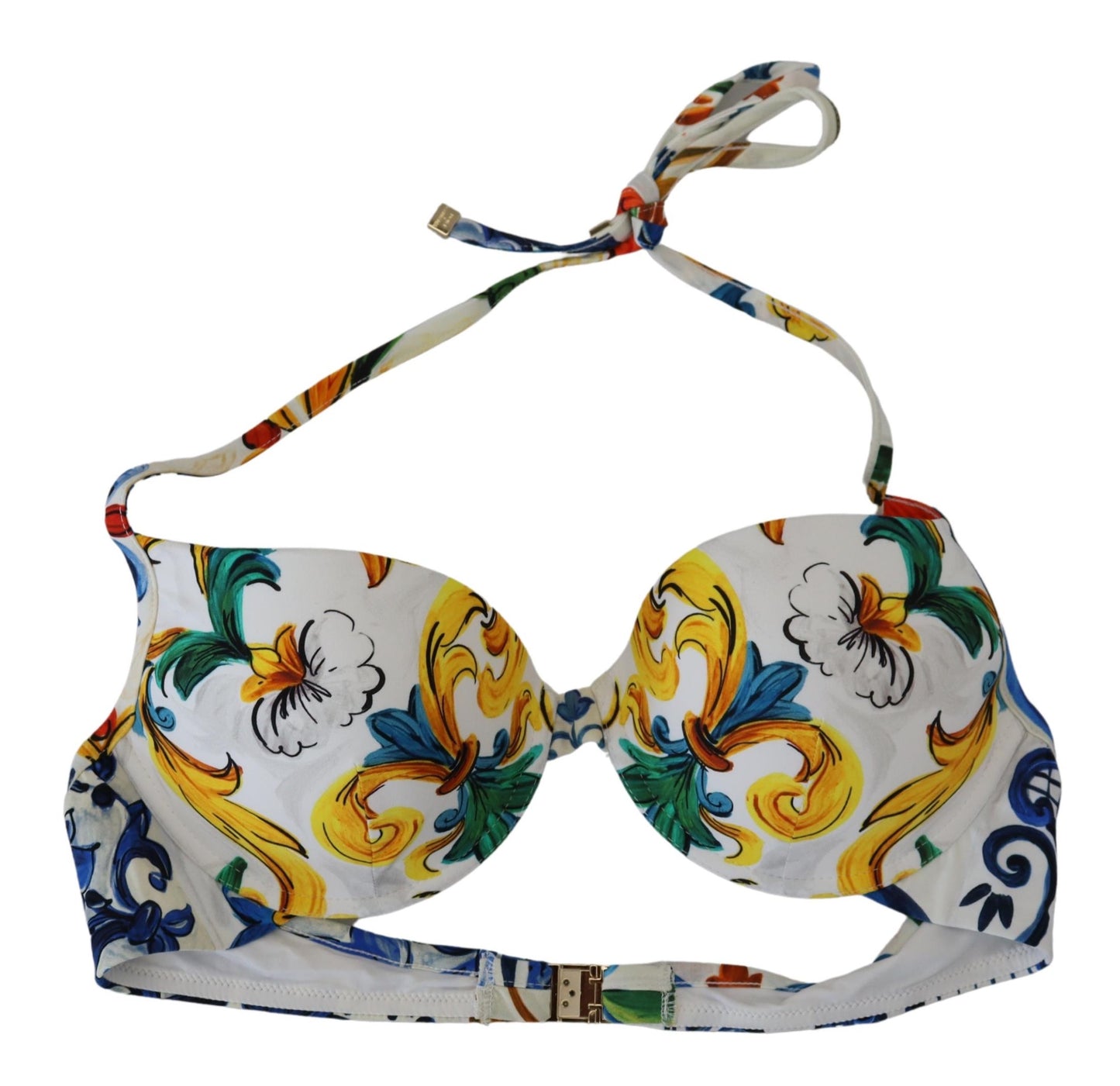 Dolce & Gabbana White Majolica Beachwear Swimwear Bikini Top IT3 / M