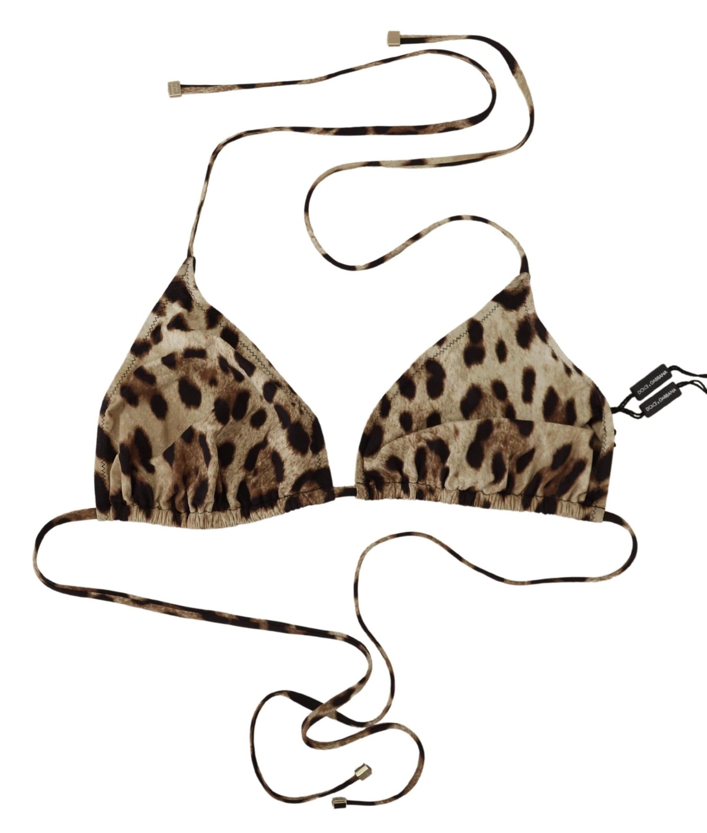 Dolce & Gabbana Brown Leopard Halter Beachwear Swimwear Bikini Top IT4 / L