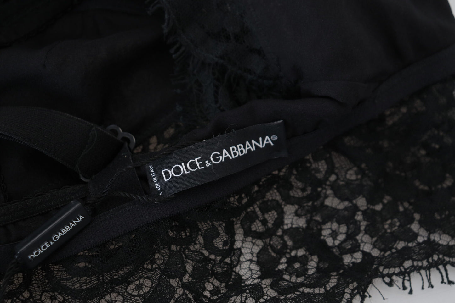 Dolce & Gabbana Black Floral Lace Stretch Bralette Underwear IT2 /S