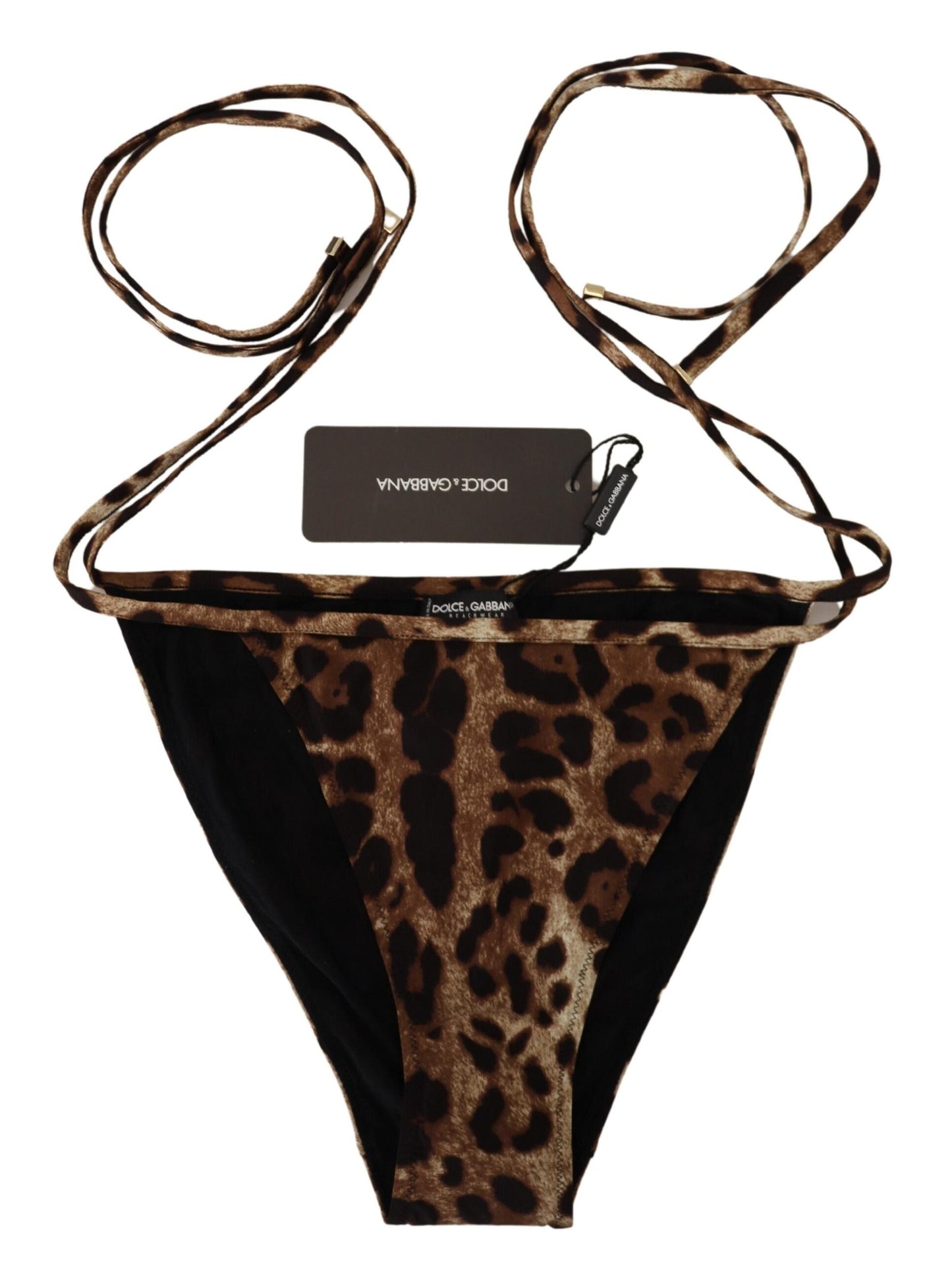 Dolce & Gabbana Brown Leopard Print Swimsuit Swimwear Bikini Bottom IT4 / L