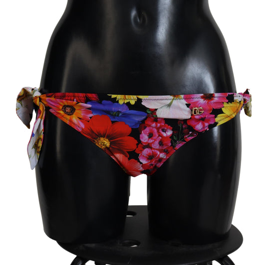 Dolce & Gabbana Black Floral Print Swimsuit Bikini Bottom Swimwear IT3 / M