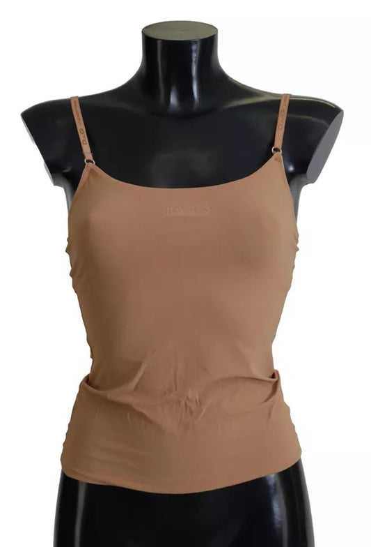 Dolce & Gabbana Brown Nylon Stretch Sleeveless Top Underwear IT1 / XS