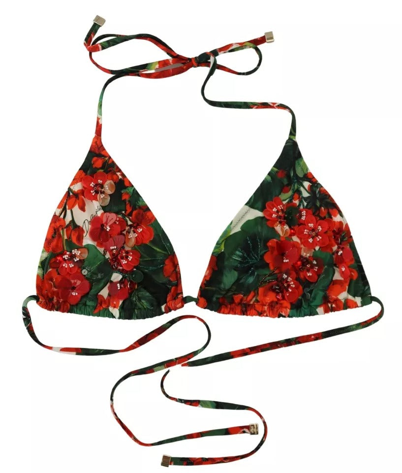 Dolce & Gabbana Multicolor Geranium Halter Beachwear Bikini  Top IT4 / L