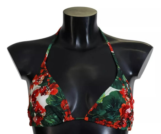 Dolce & Gabbana Multicolor Geranium Halter Beachwear Bikini  Top IT4 / L