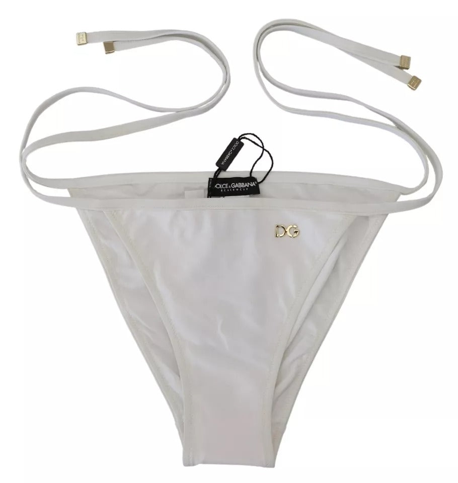 Dolce & Gabbana White DG Logo Beachwear Swimwear Bikini Bottom IT3 / M