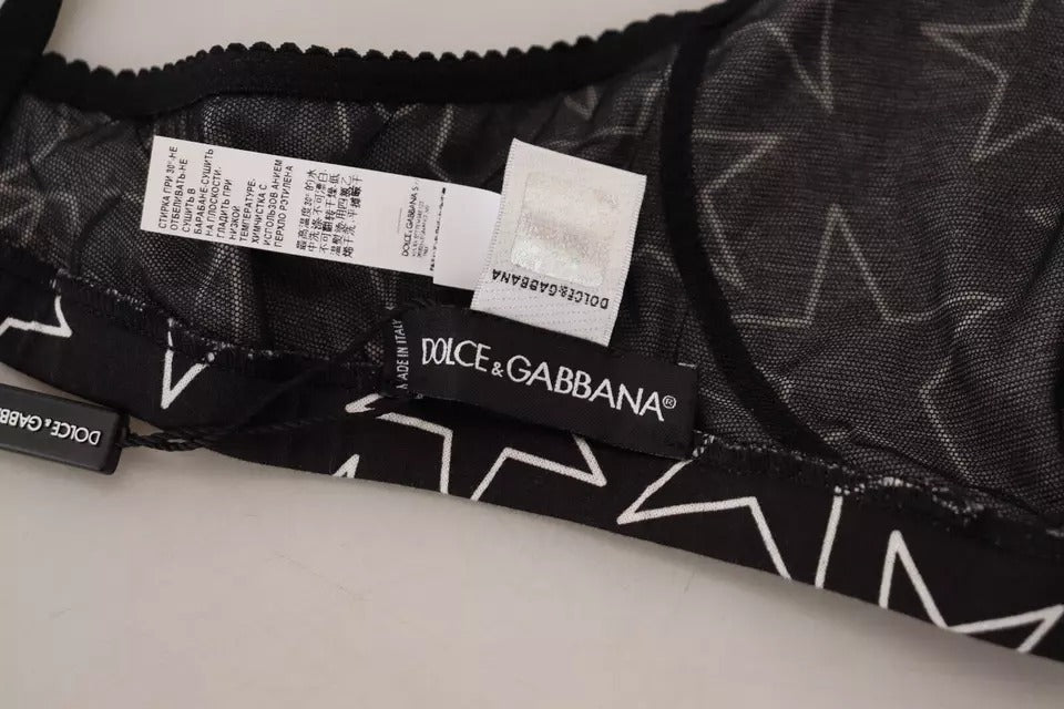 Dolce & Gabbana Black Millennials Star Non Wire Cotton Bra Underwear IT4 / L