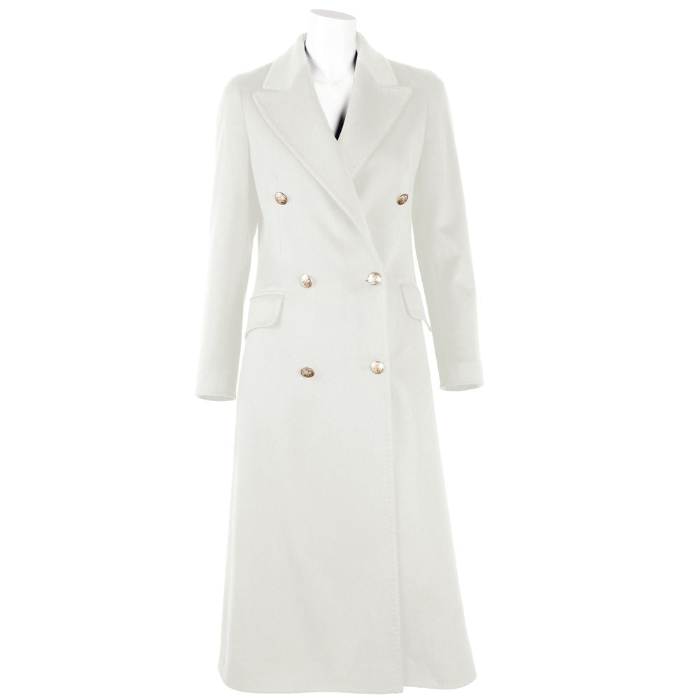 Made in Italy White Wool Vergine Jackets & Coat IT46 | L