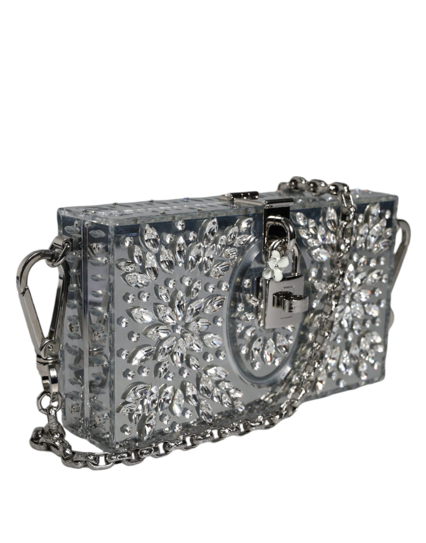 Dolce & Gabbana Silver Plexiglass Clutch Mini Evening Purse Bag