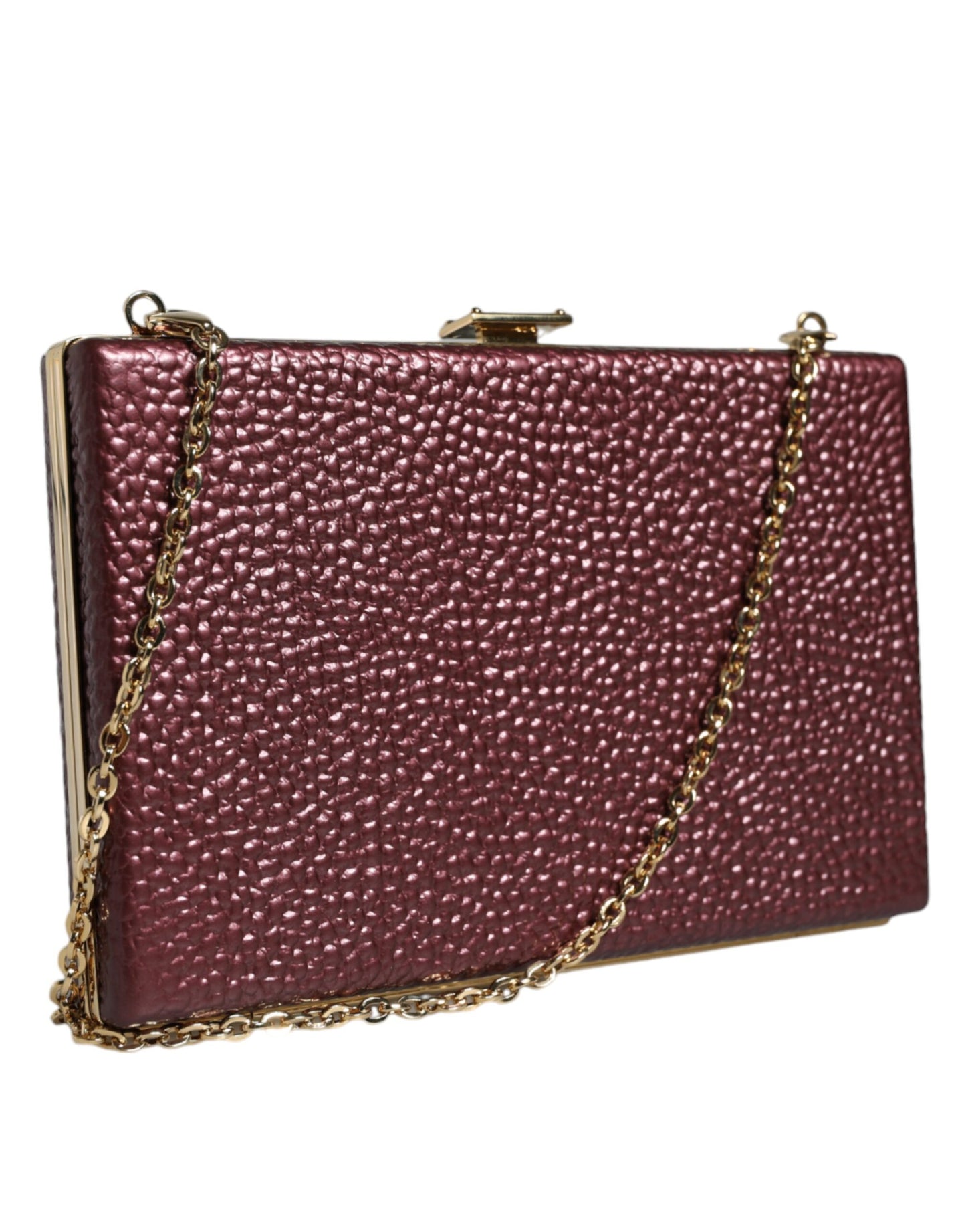 Dolce & Gabbana Maroon Leather Clutch Evening Crossbody Bag