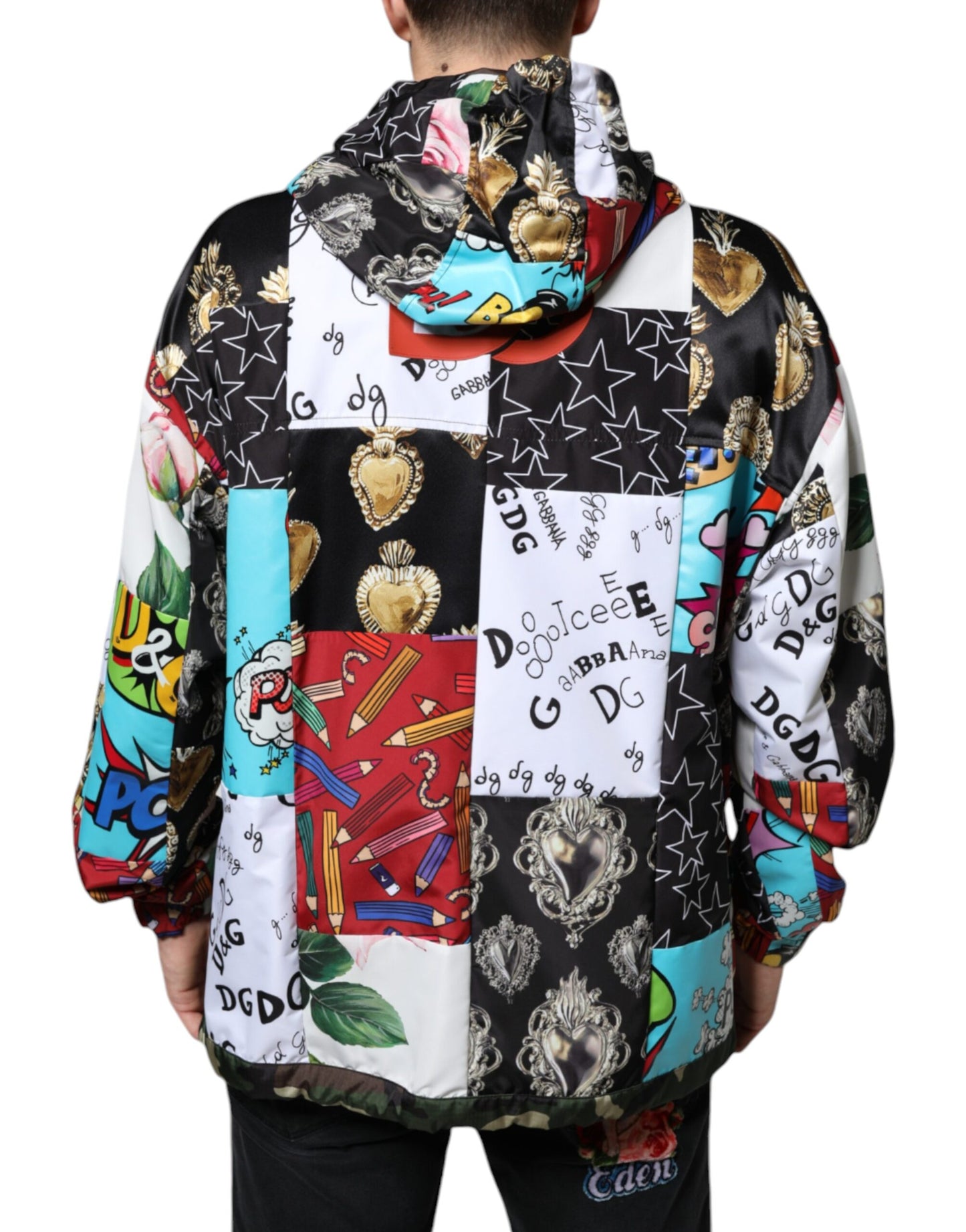 Dolce & Gabbana Multicolor Patchwork Cotton Hooded Jacket IT54 / XL