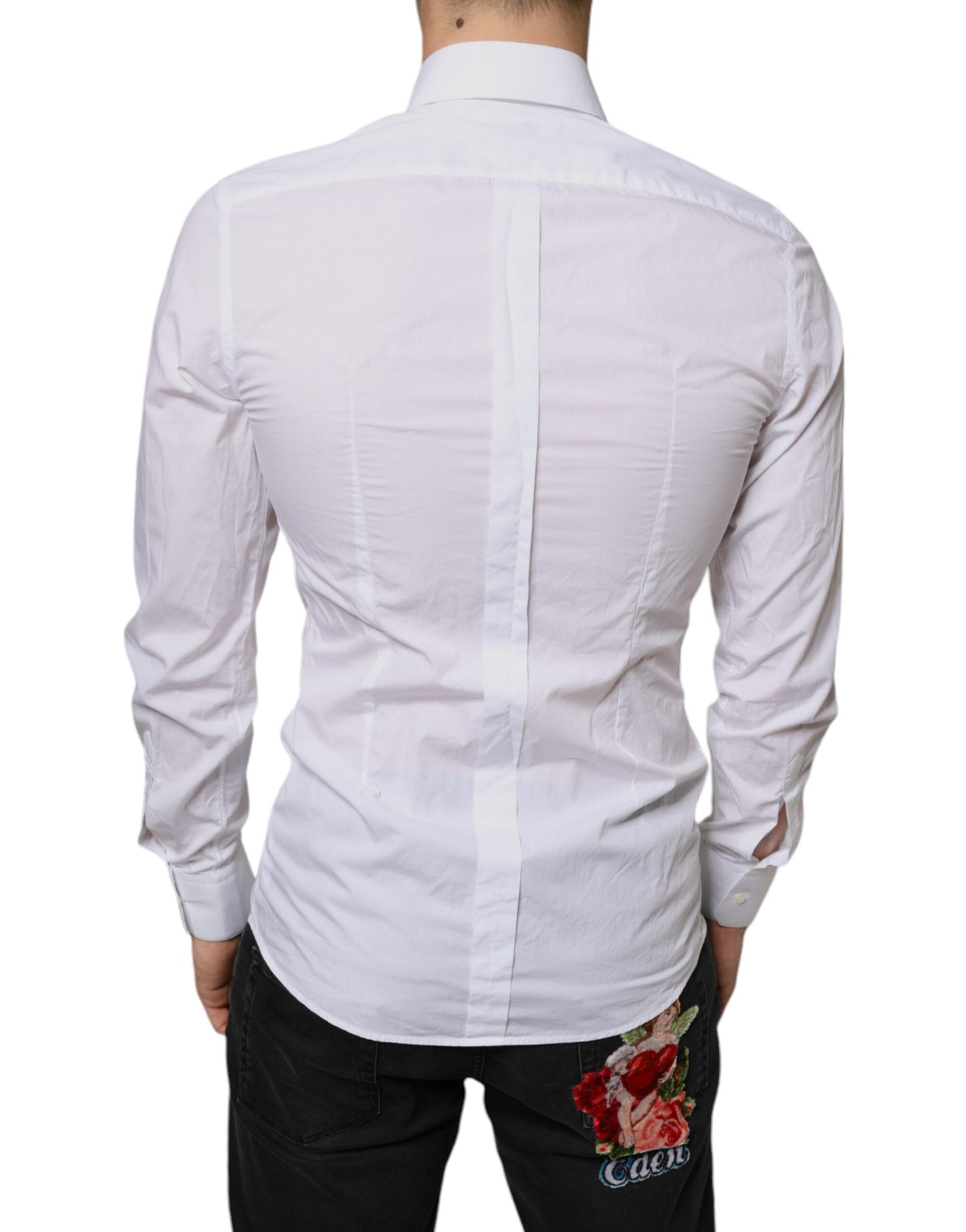 Dolce & Gabbana White Cotton Collared Men Formal Dress Shirt IT39 / S