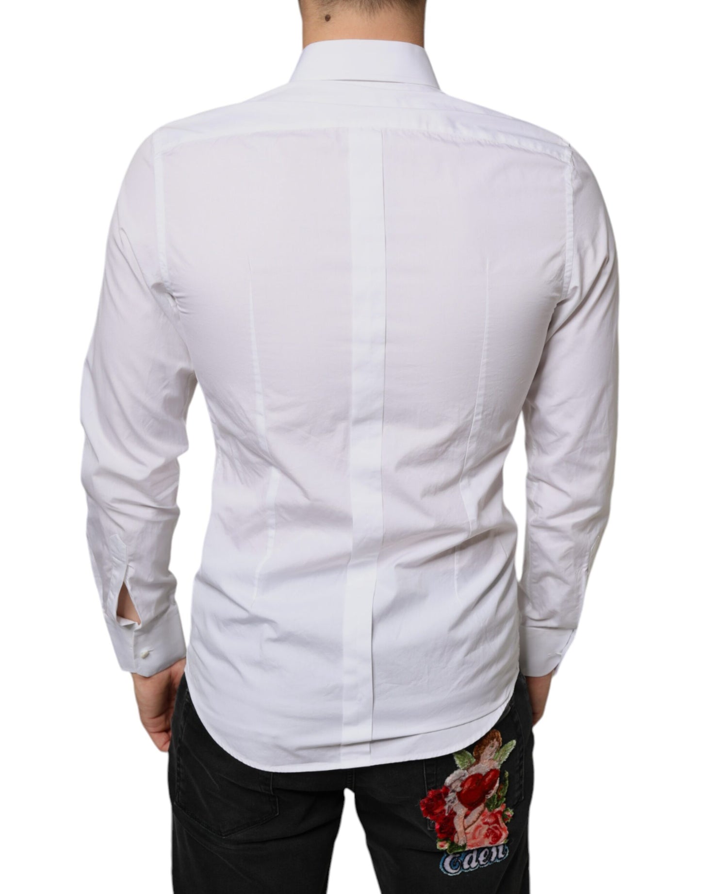 Dolce & Gabbana White Bib Cotton Poplin Formal Dress Shirt IT39 / S