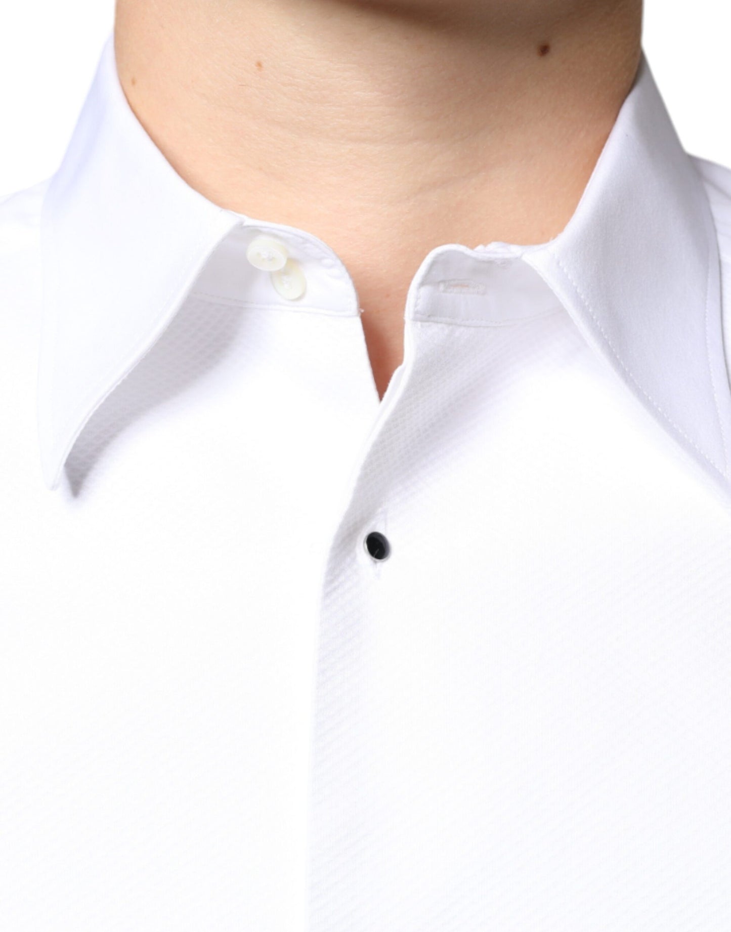 Dolce & Gabbana White Bib Cotton Poplin Formal Dress Shirt IT39 / S