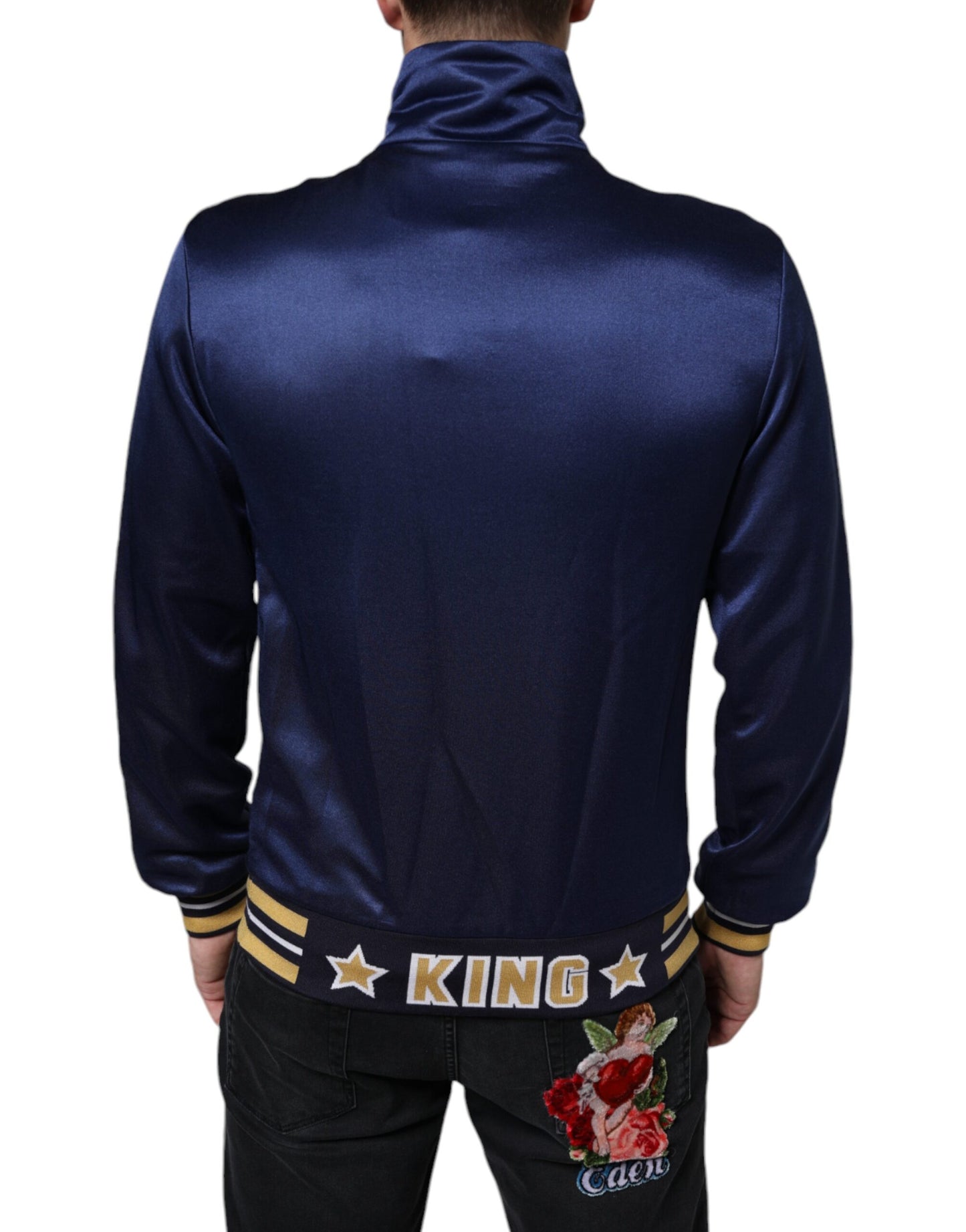 Dolce & Gabbana Blue Heraldic Patch Stripe King Bee Sweater IT44 / XS