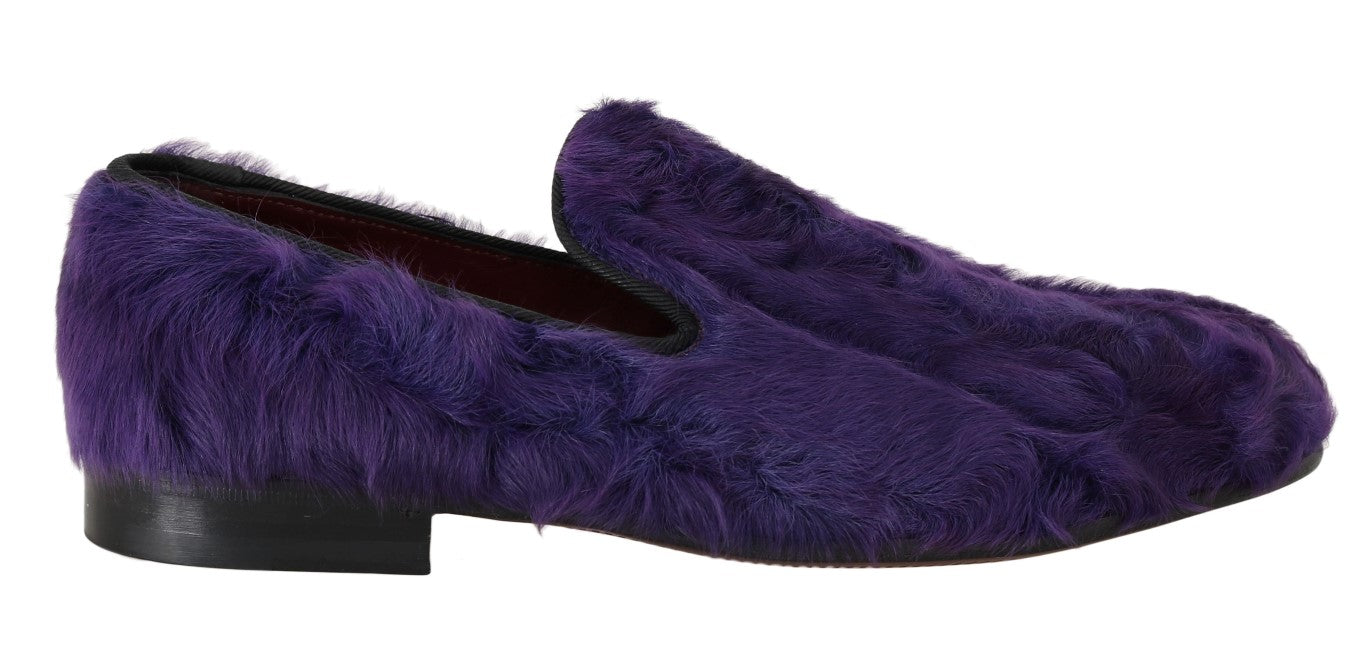 Dolce & Gabbana Plush Purple Sheep Fur Loafers EU38.5 / US8