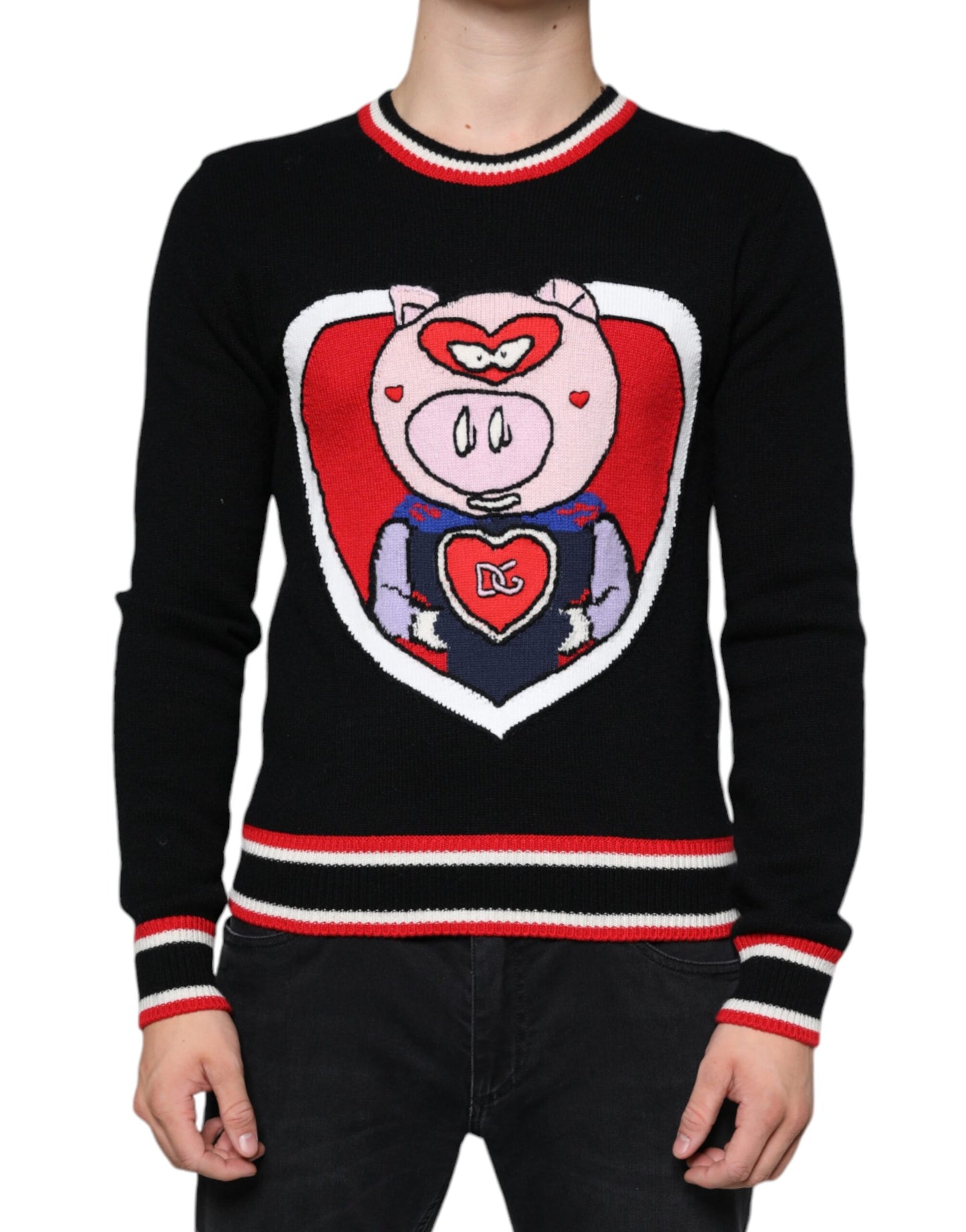 Dolce & Gabbana Black Cashmere Pig of the Year Pullover Sweater IT44 / XS