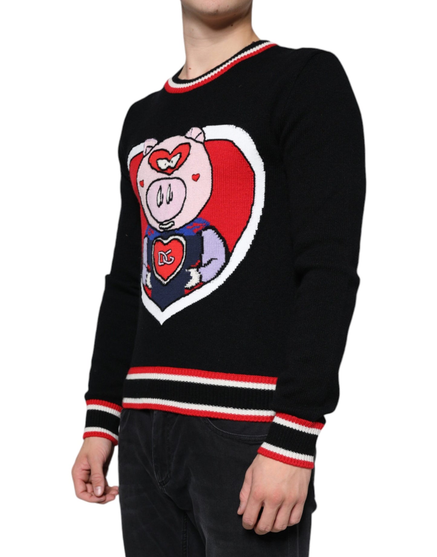 Dolce & Gabbana Black Cashmere Pig of the Year Pullover Sweater IT44 / XS