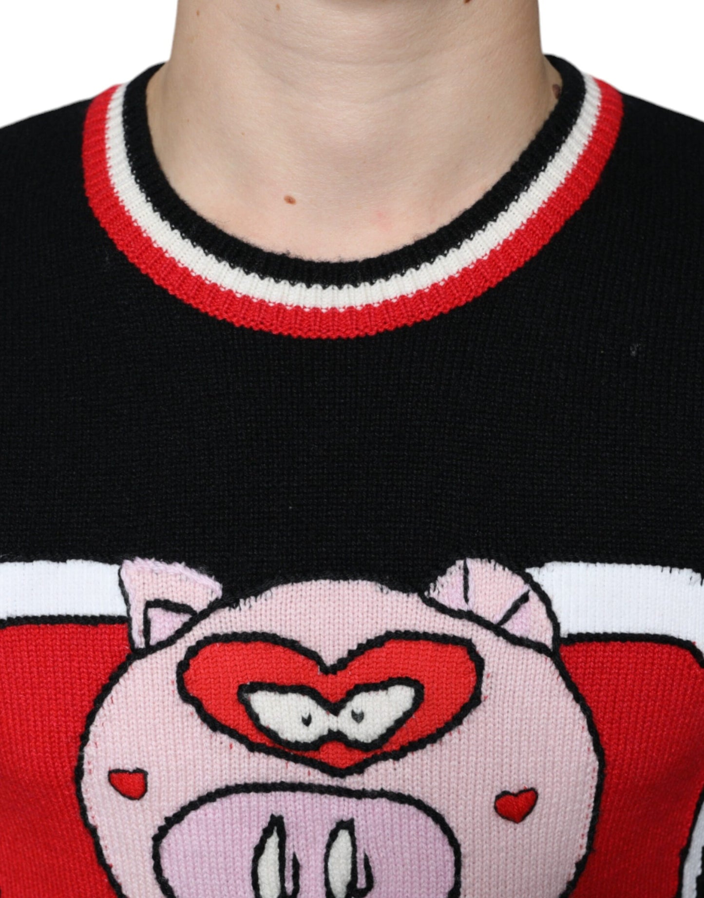 Dolce & Gabbana Black Cashmere Pig of the Year Pullover Sweater IT44 / XS