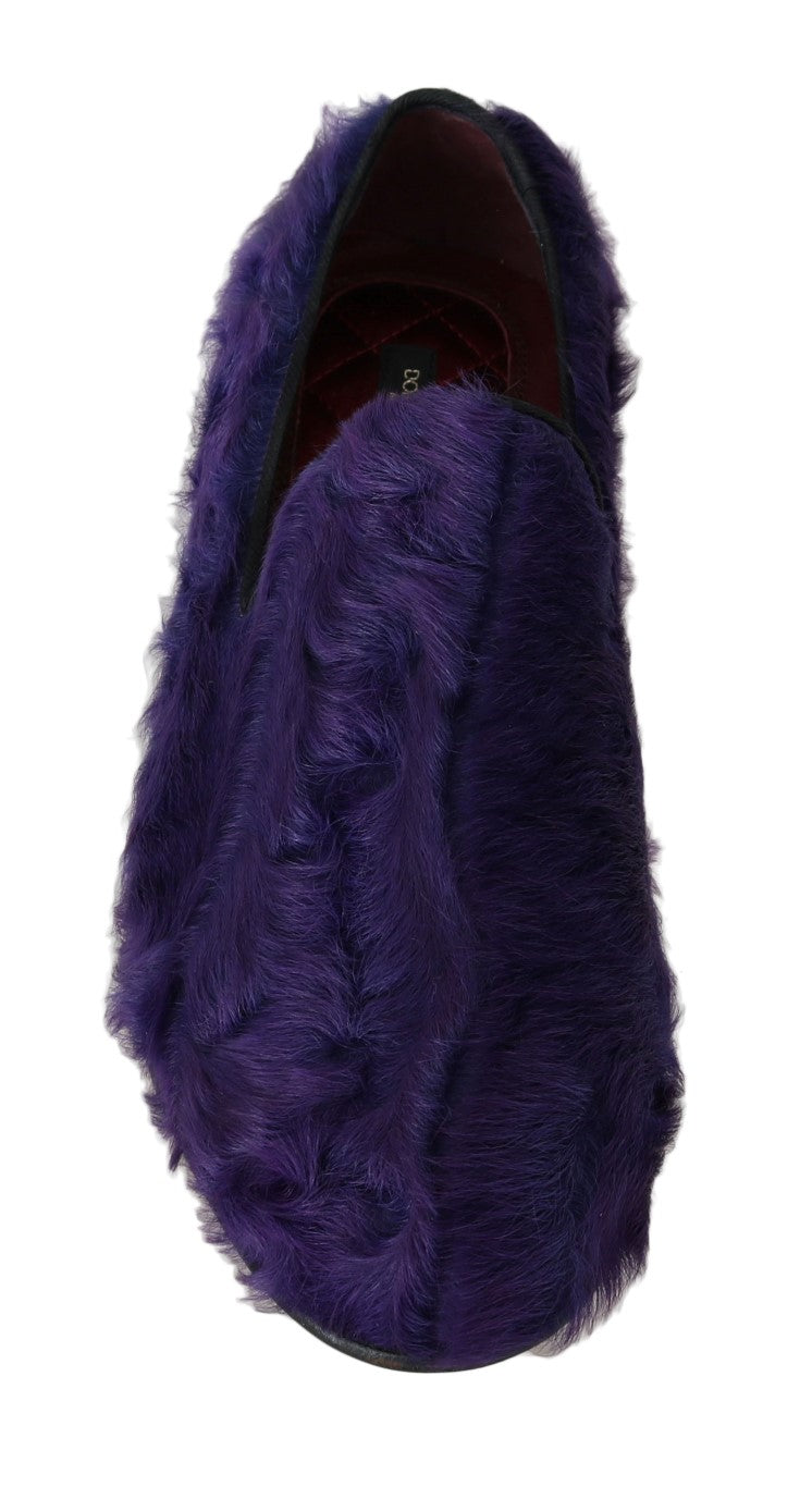 Dolce & Gabbana Plush Purple Sheep Fur Loafers EU38.5 / US8