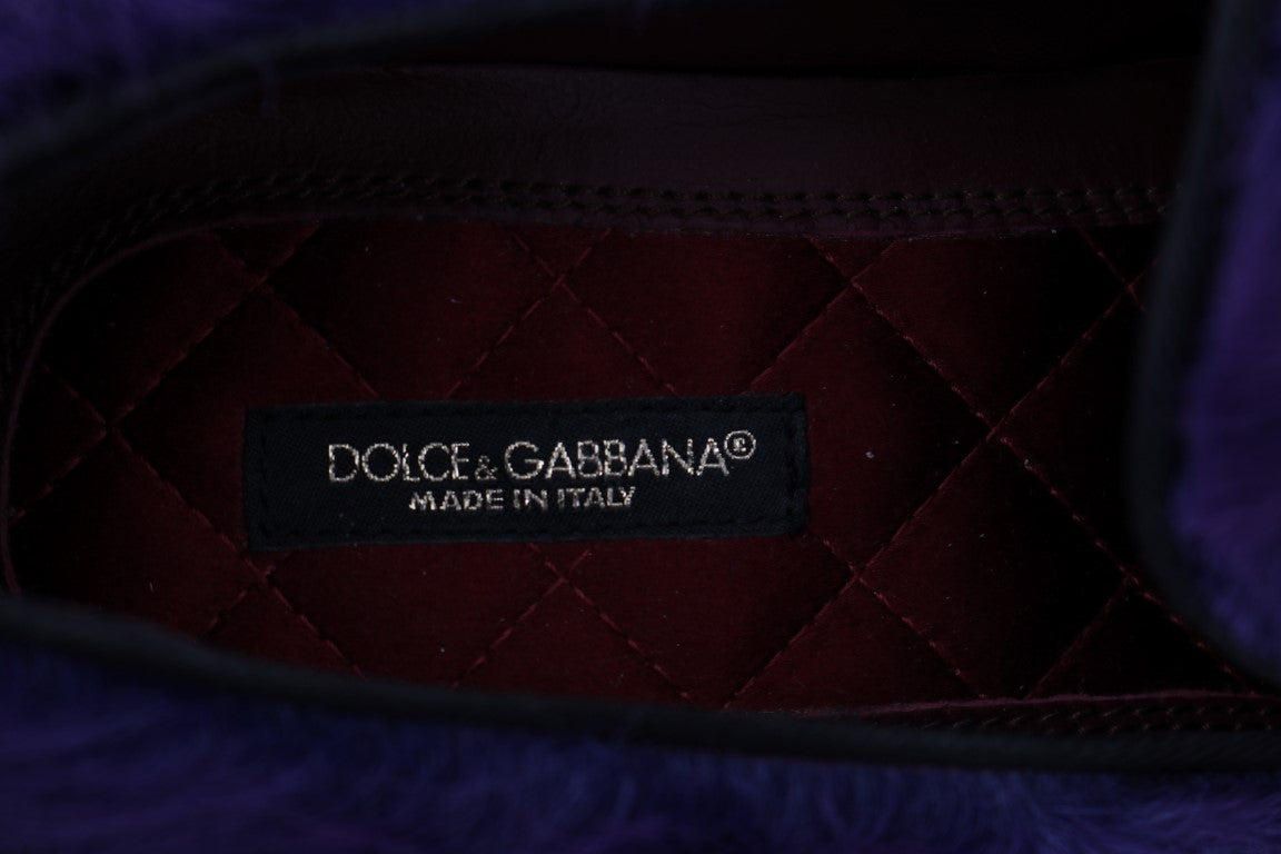 Dolce & Gabbana Plush Purple Sheep Fur Loafers EU38.5 / US8