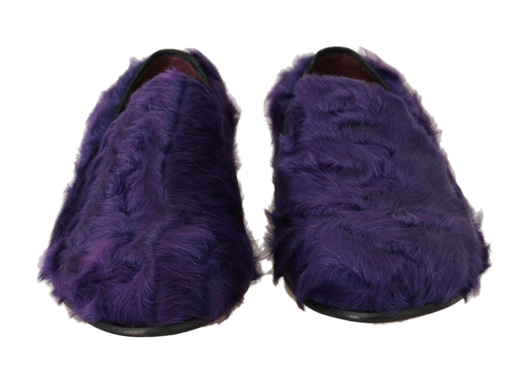 Dolce & Gabbana Plush Purple Sheep Fur Loafers EU38.5 / US8