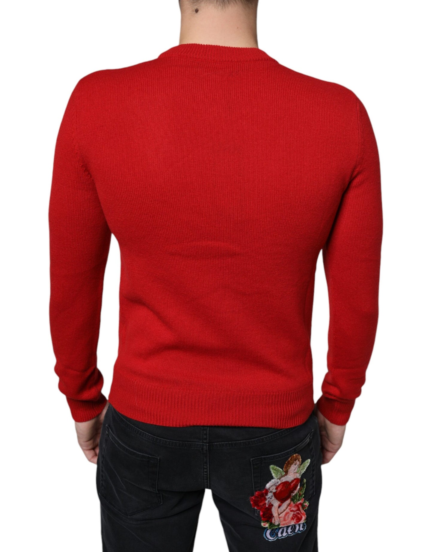 Dolce & Gabbana Red I'm The King Wool Crew Neck Sweatshirt Sweater IT44 / XS