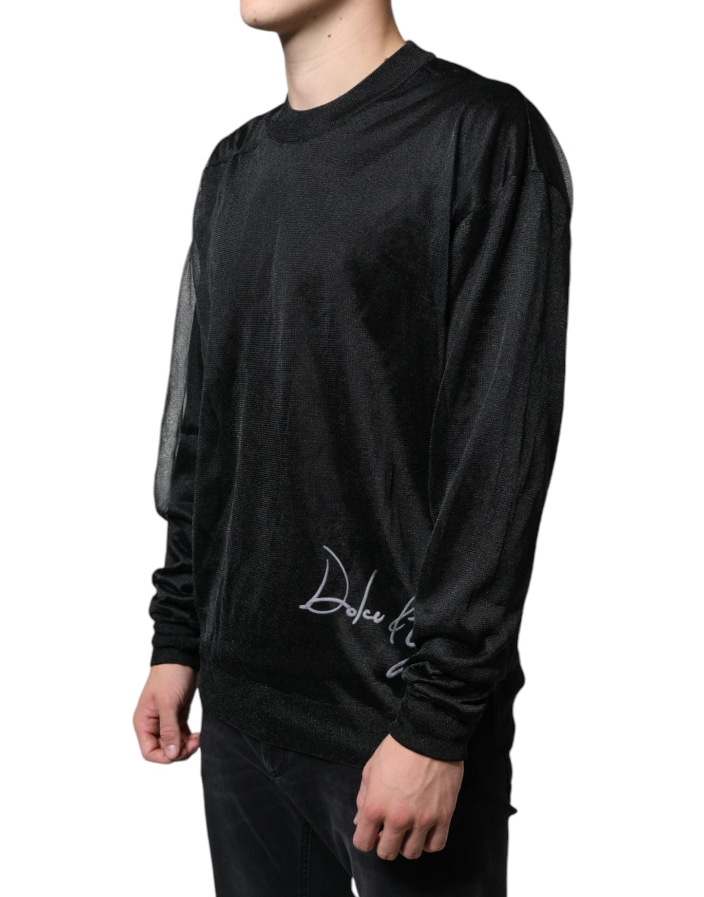 Dolce & Gabbana Black Polyester Pullover Sweatshirt Sweater IT50 / L