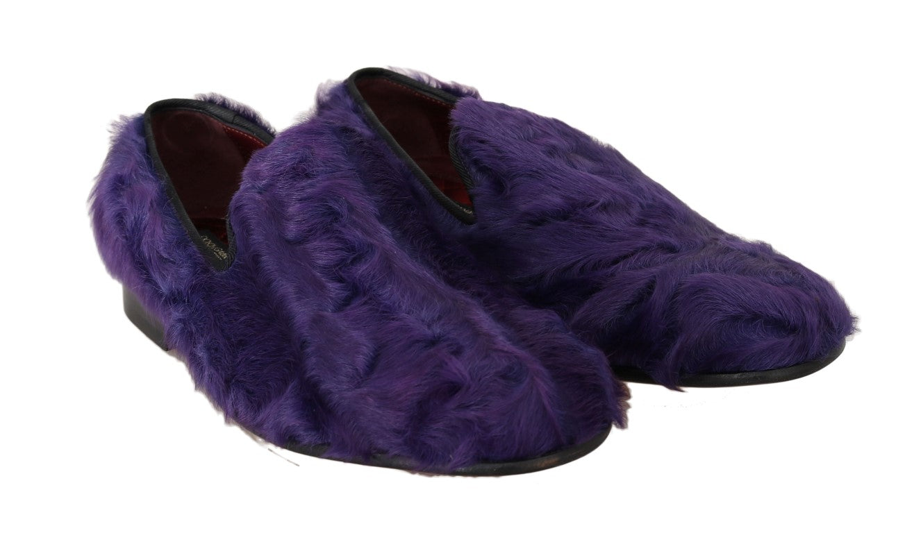 Dolce & Gabbana Plush Purple Sheep Fur Loafers EU38.5 / US8