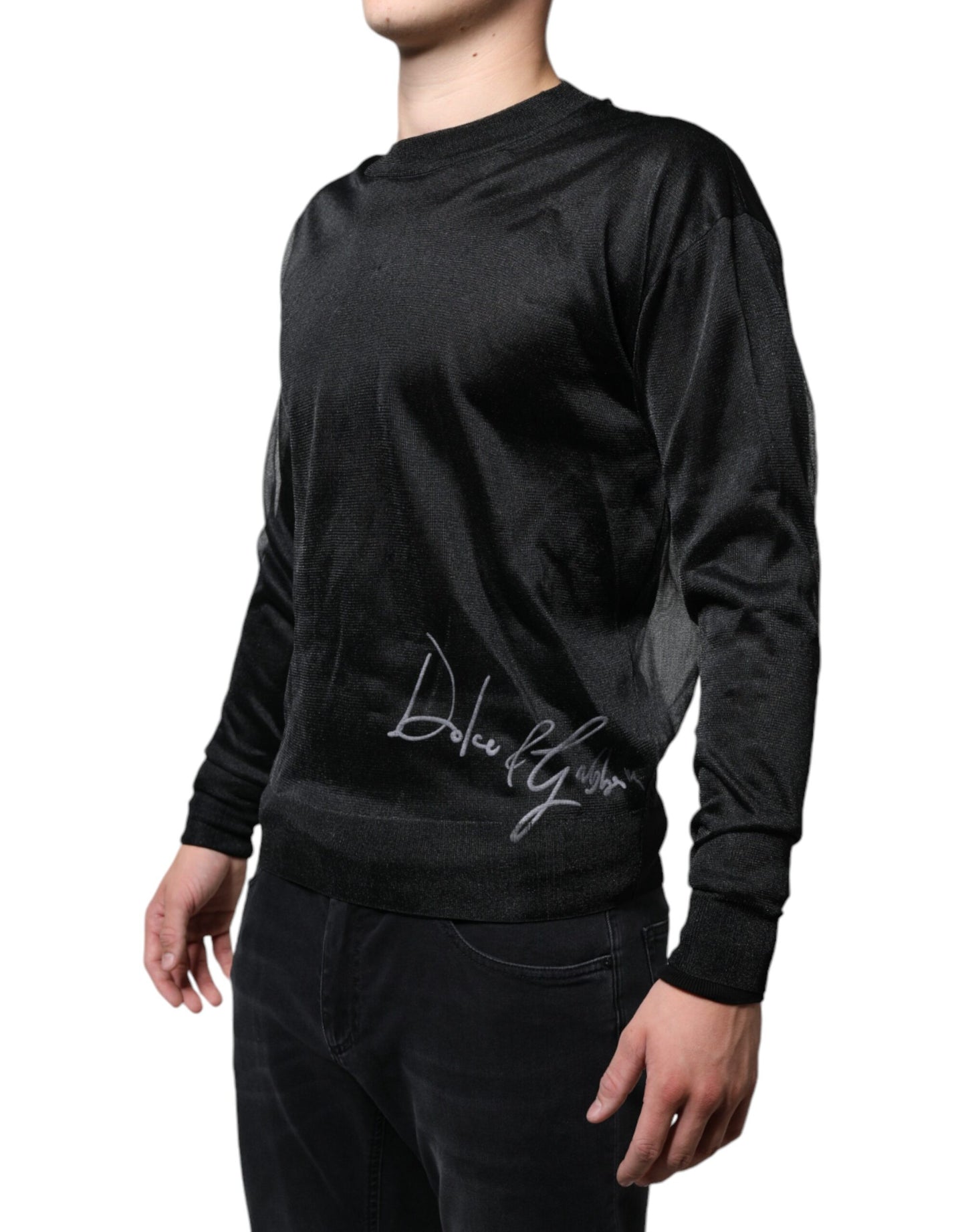 Dolce & Gabbana Black Polyester Pullover Sweatshirt Sweater IT44 / XS