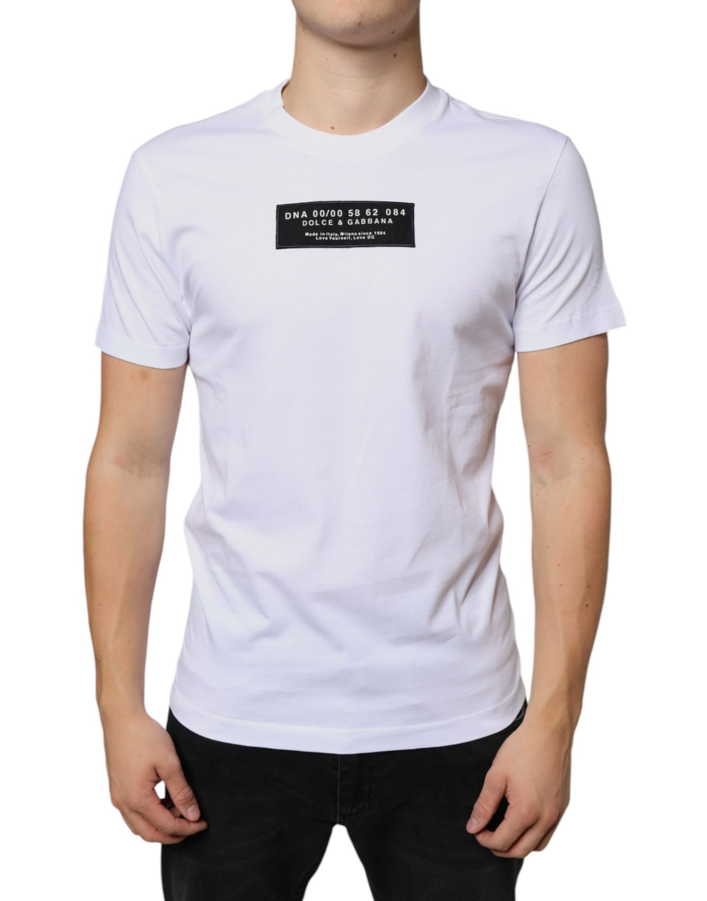 Dolce & Gabbana White Cotton DG Applique Casual T-shirt