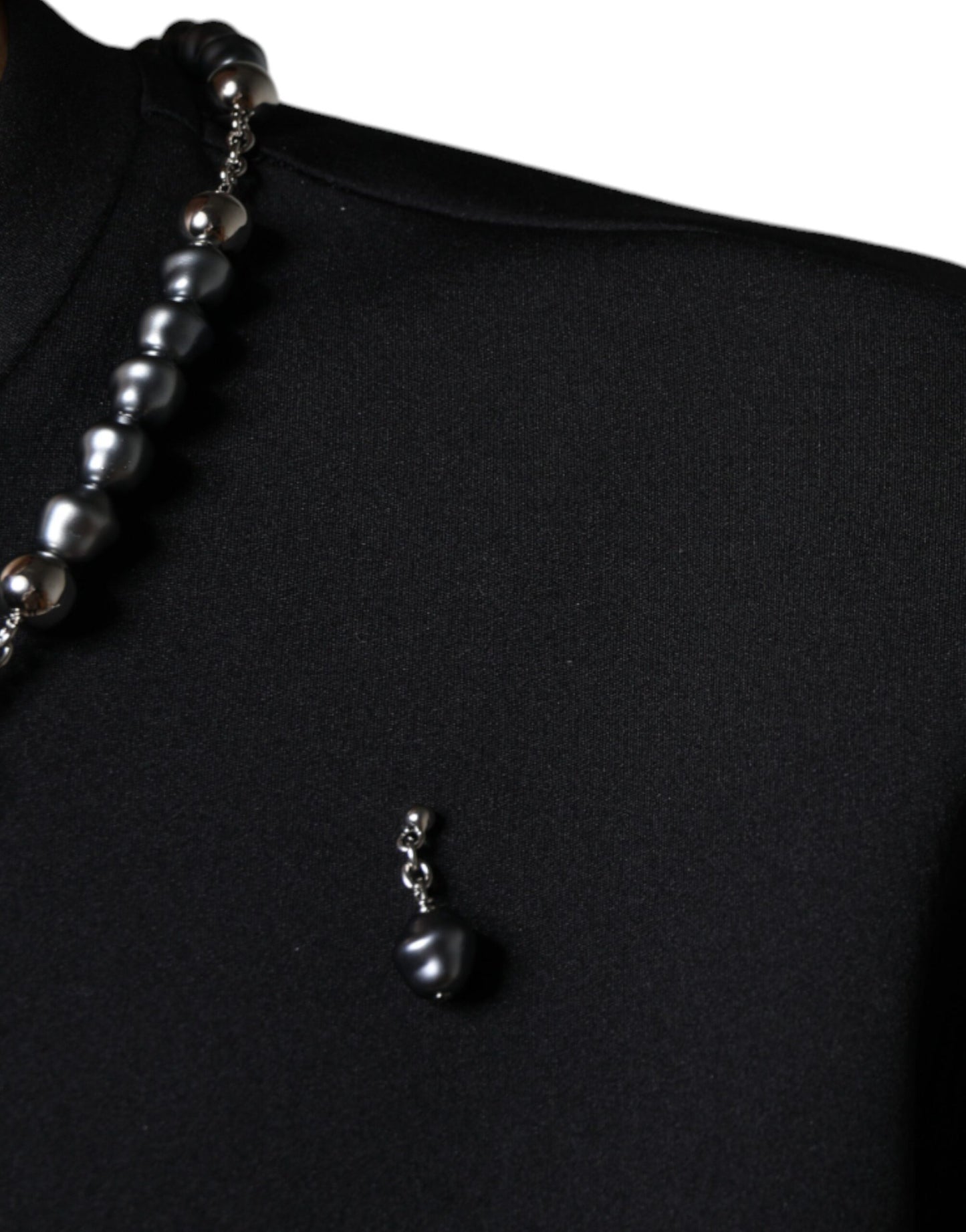 Dolce & Gabbana Black Polyester Necklace Embellished T-shirt IT48 / M